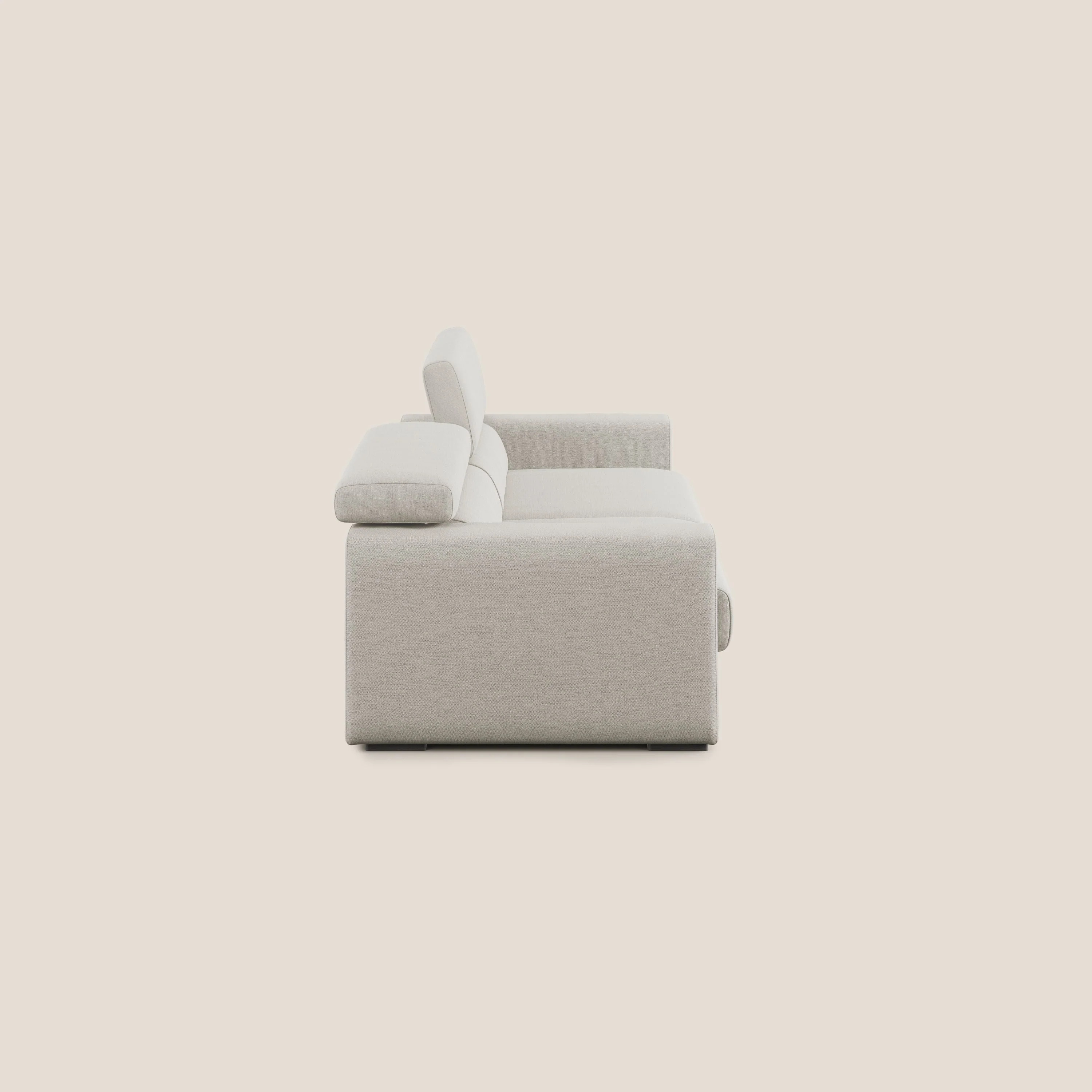 Dylan canapé avec pouf extractible en tissu flamme effet coton impermeabile T19 crème - Image 6