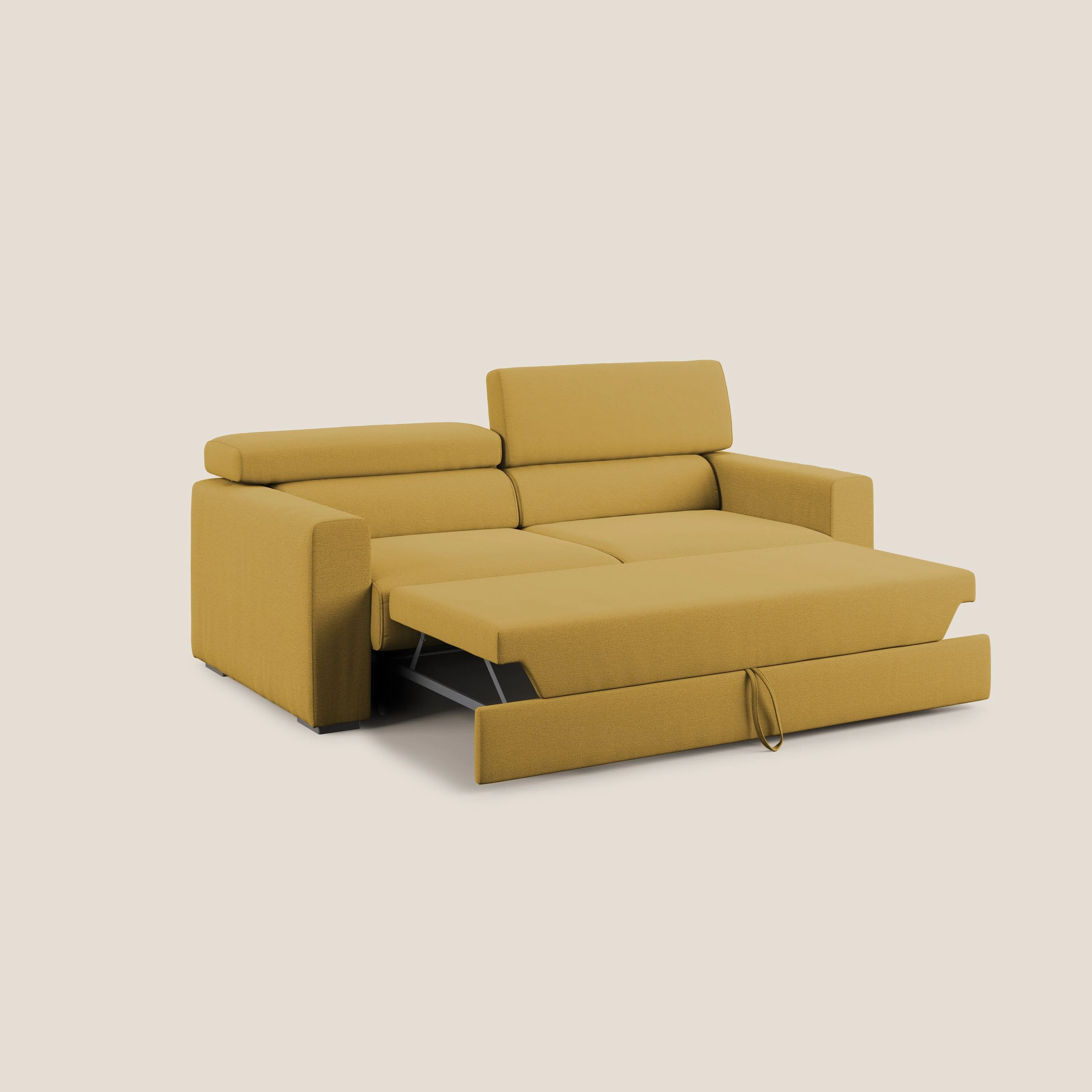 Dylan canapé avec pouf extractible en tissu flamme effet coton impermeabile T19 jaune - Image 2