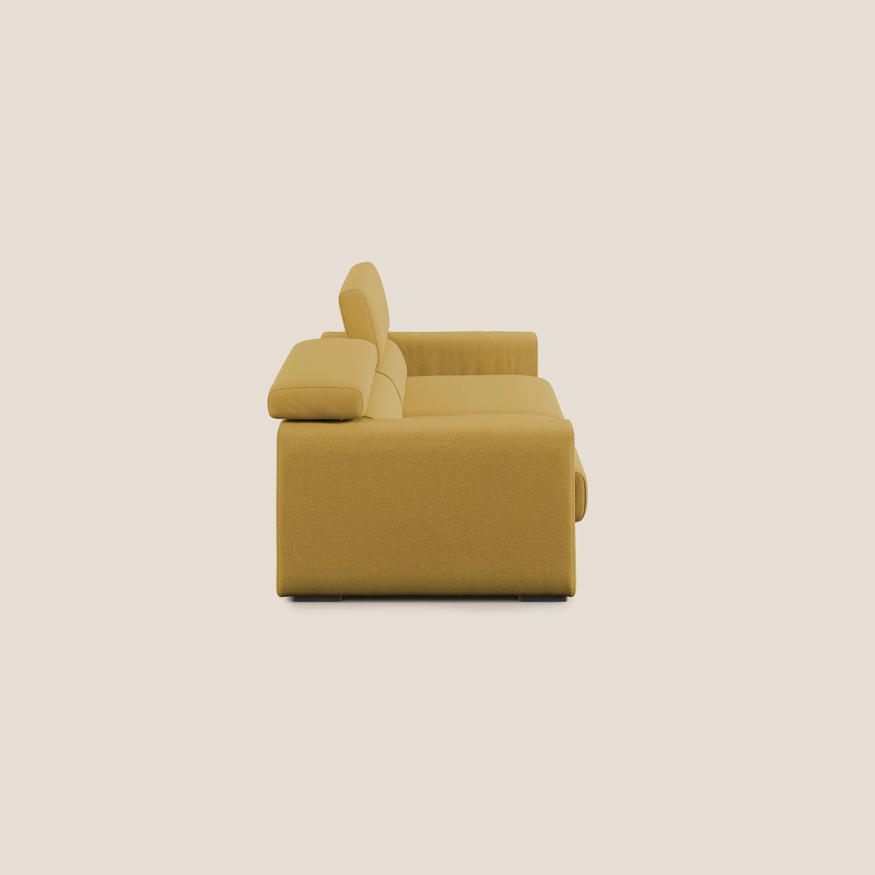 Dylan canapé avec pouf extractible en tissu flamme effet coton impermeabile T19 jaune - Image 4