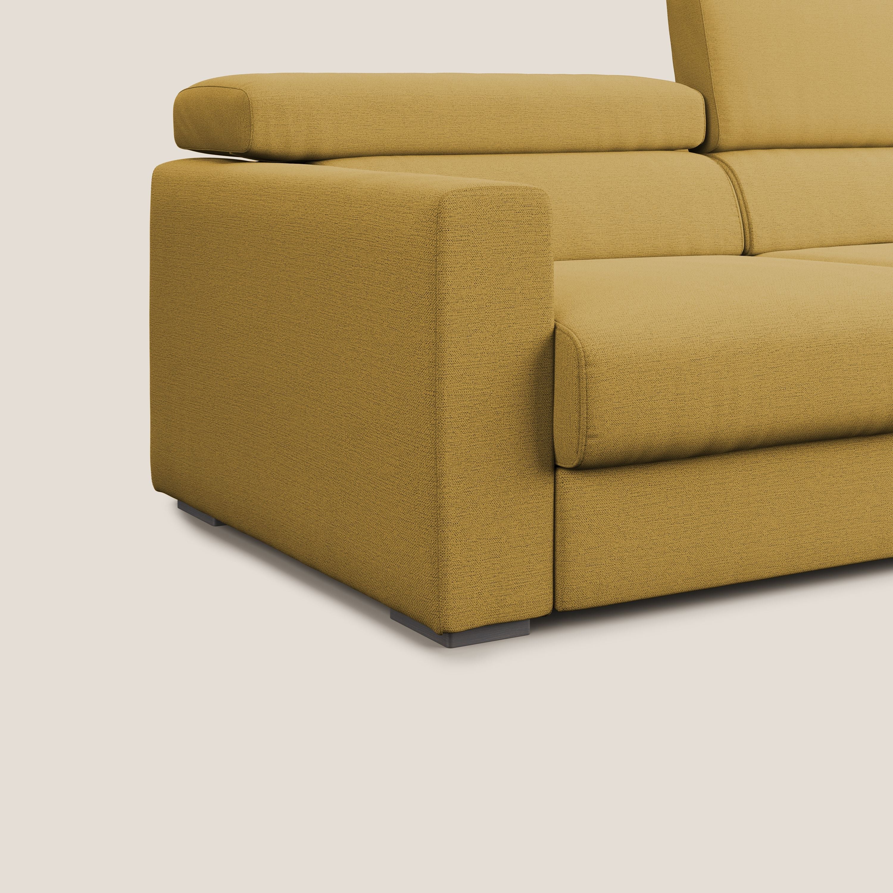 Dylan canapé avec pouf extractible en tissu flamme effet coton impermeabile T19 jaune - Image 6