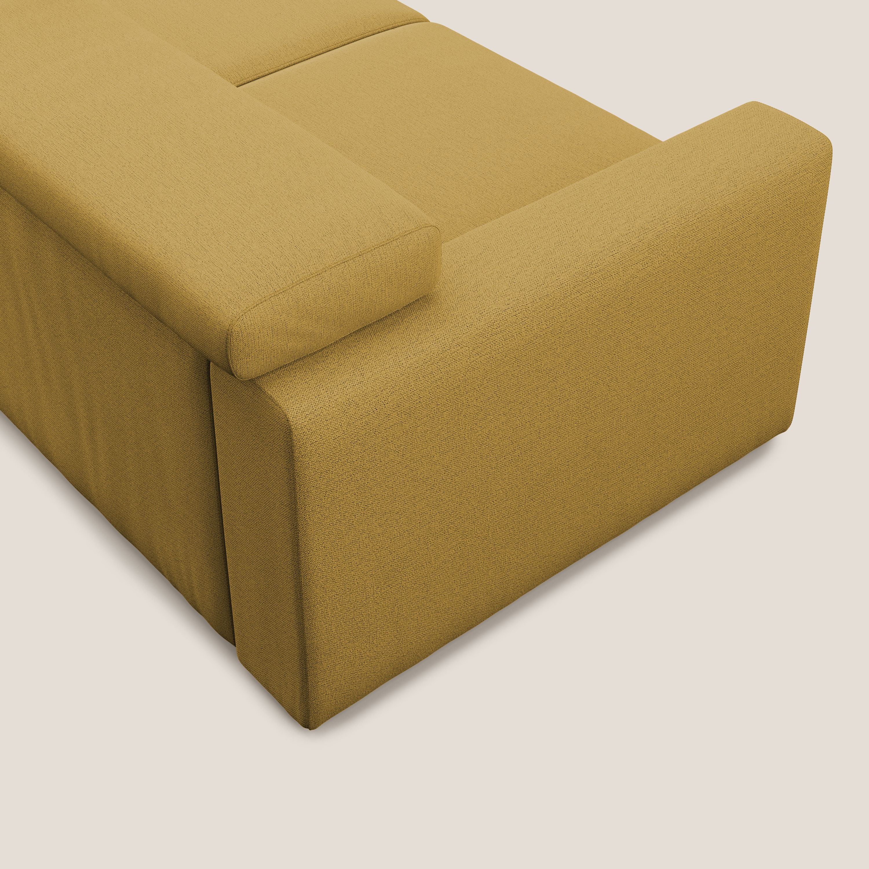 Dylan canapé avec pouf extractible en tissu flamme effet coton impermeabile T19 jaune - Image 7