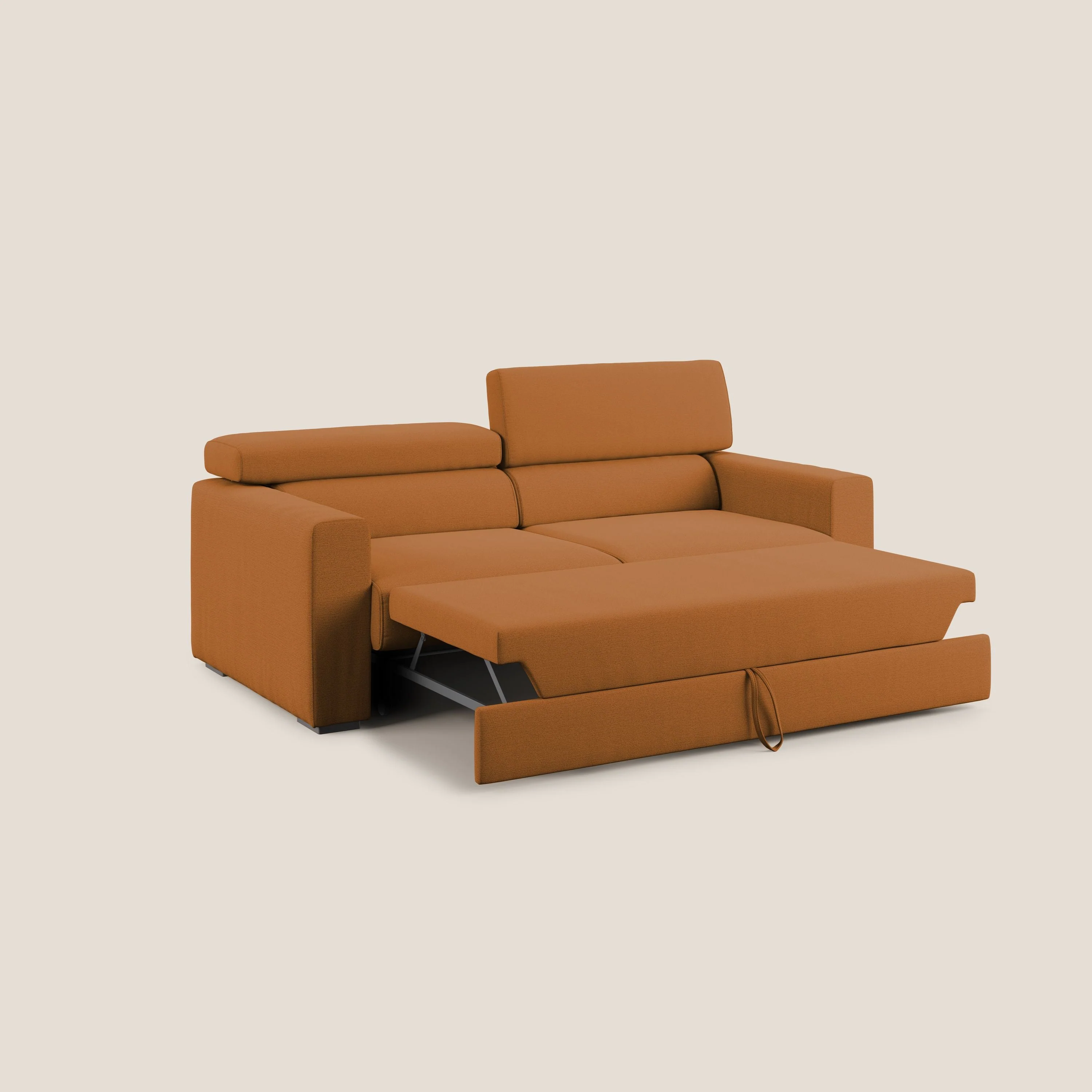 Dylan canapé avec pouf extractible en tissu flamme effet coton impermeabile T19 orange - Image 2