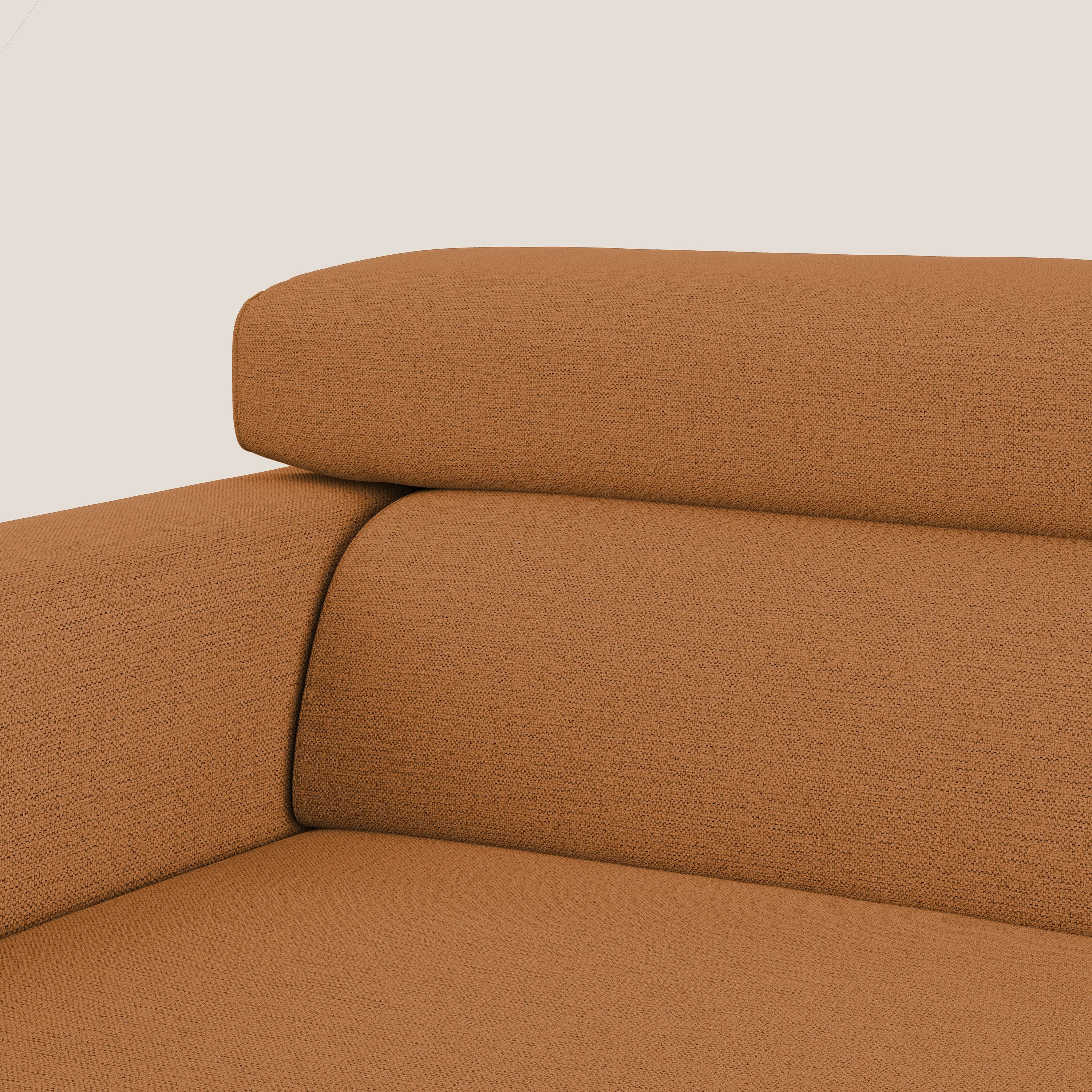 Dylan canapé avec pouf extractible en tissu flamme effet coton impermeabile T19 orange - Image 4
