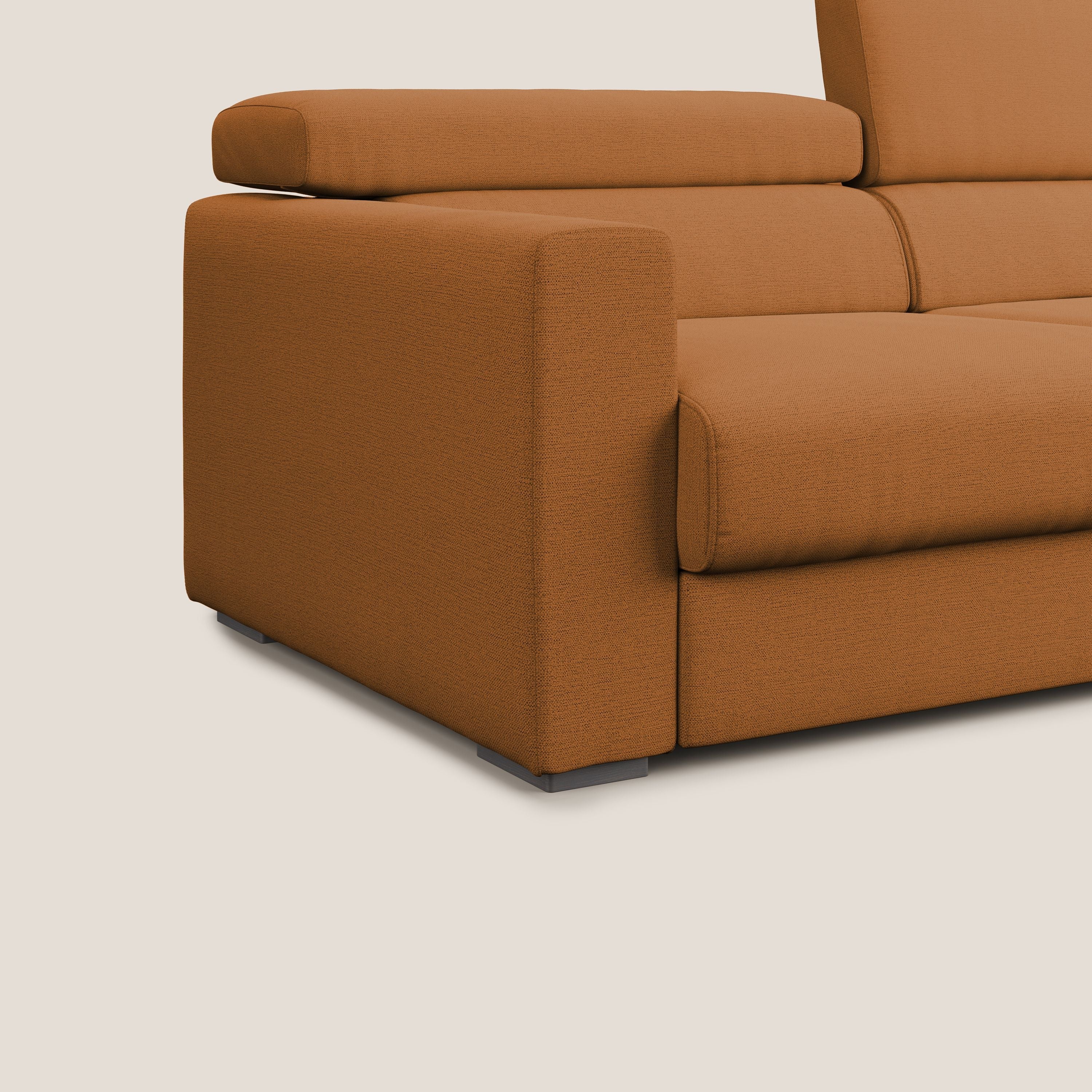 Dylan canapé avec pouf extractible en tissu flamme effet coton impermeabile T19 orange - Image 6