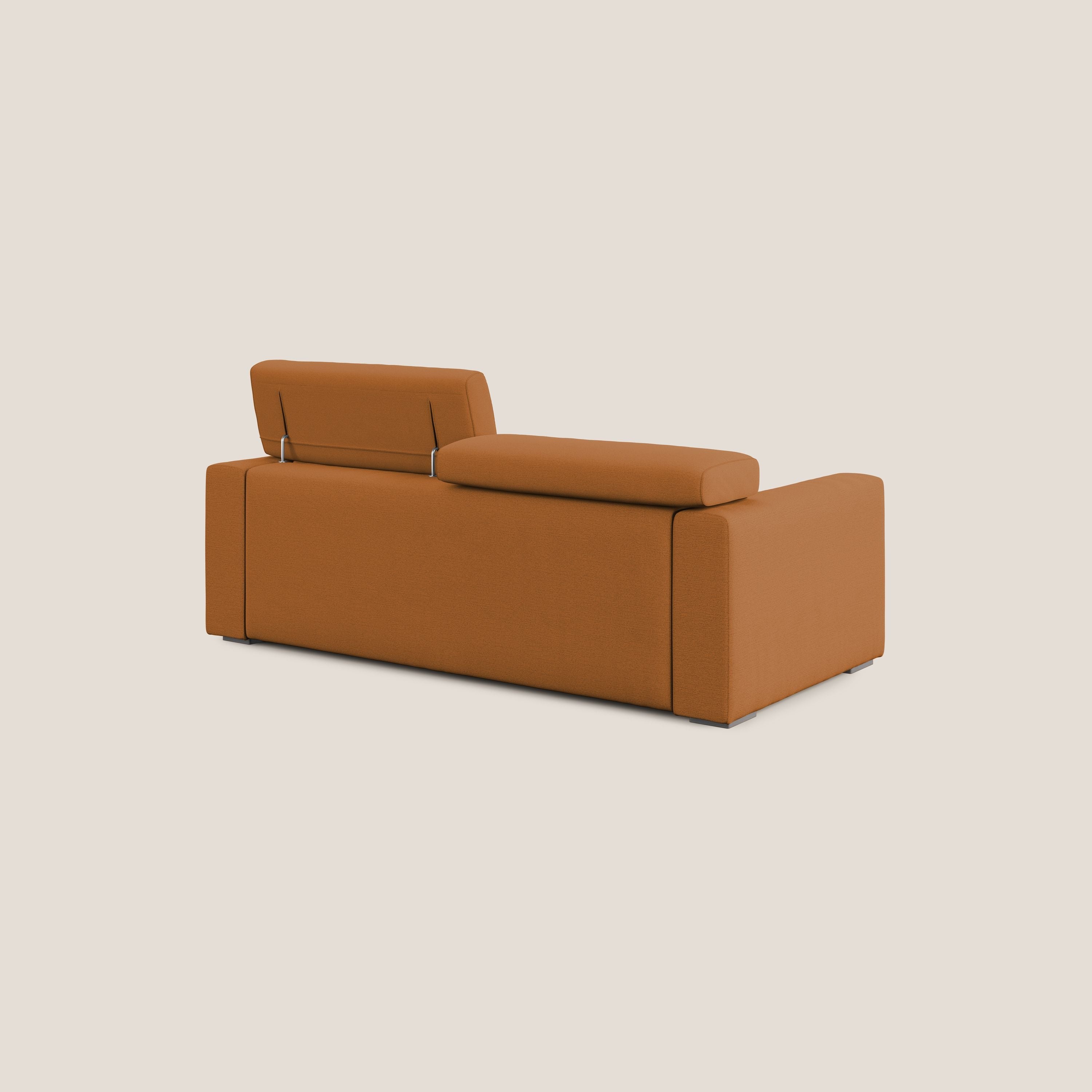 Dylan canapé avec pouf extractible en tissu flamme effet coton impermeabile T19 orange - Image 7