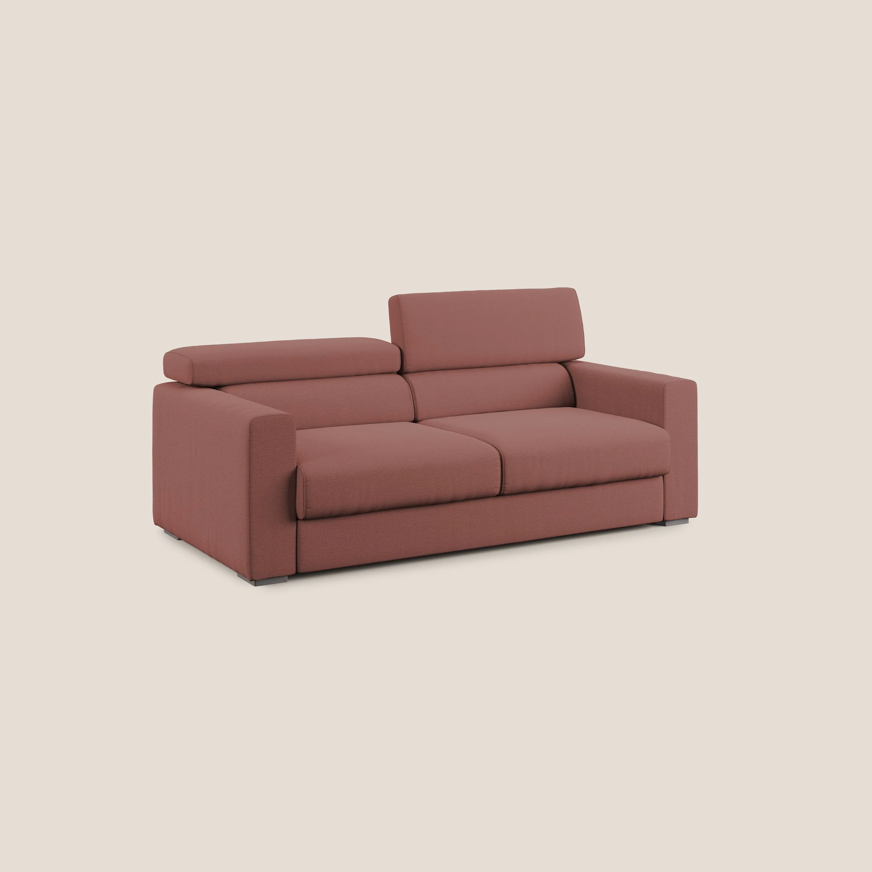 Dylan canapé avec pouf extractible en tissu flamme effet coton impermeabile T19 saumon - Image 3