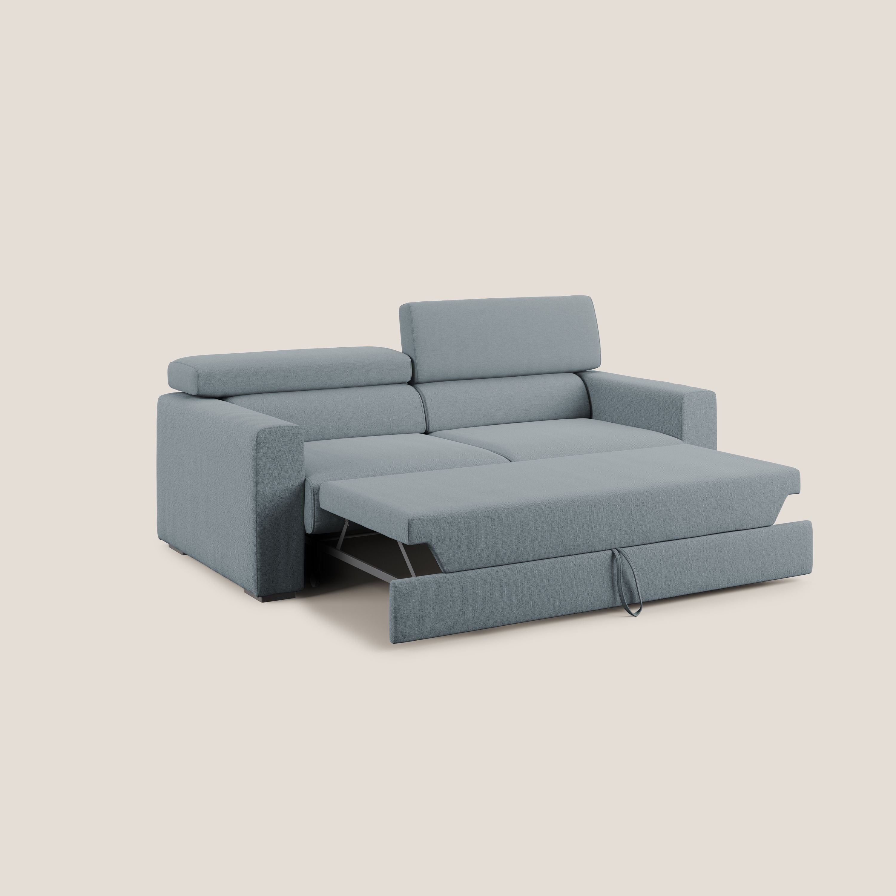 Dylan canapé avec pouf extractible en tissu flamme effet coton impermeabile T19 sucre glace - Image 2