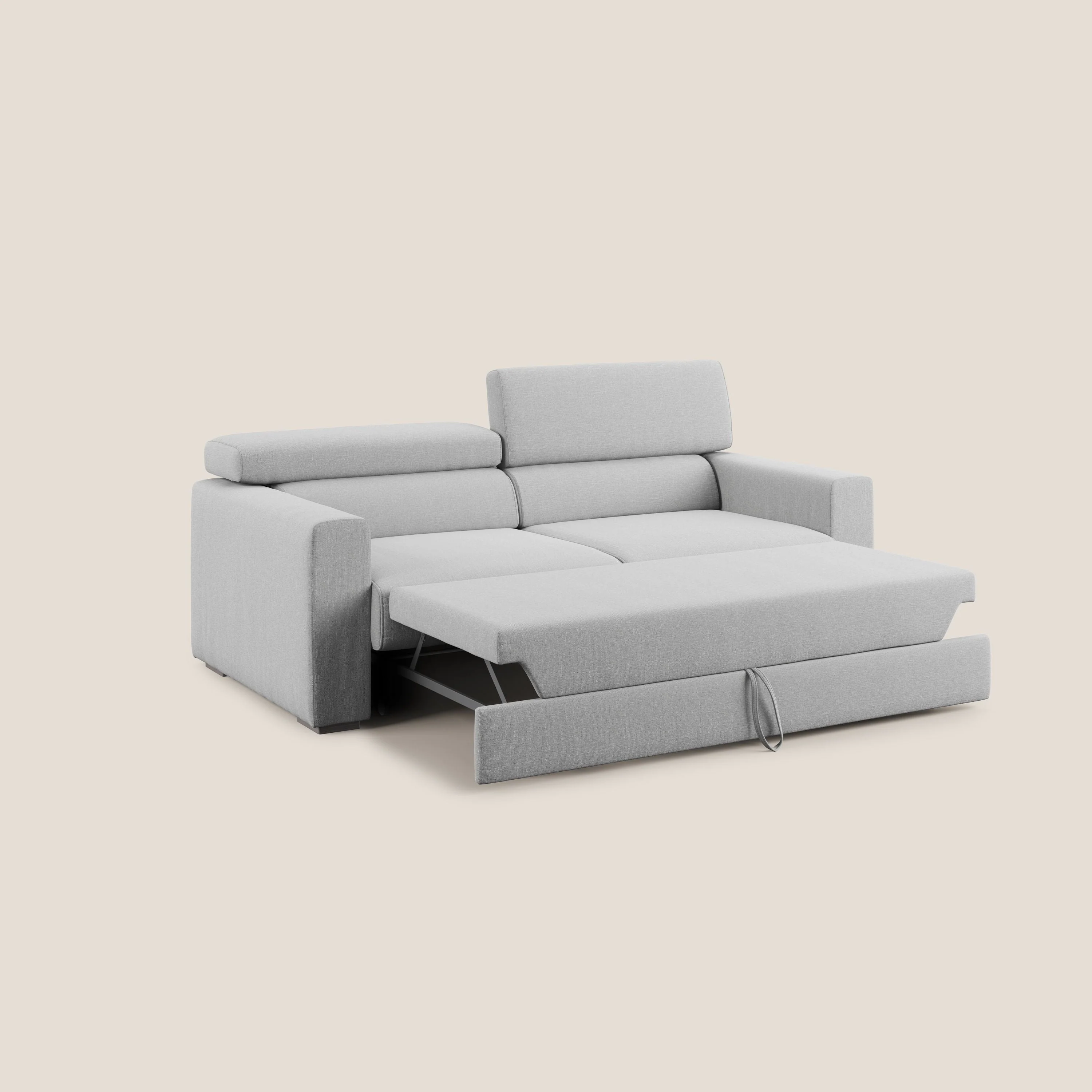 Dylan canapé avec pouf extractible en tissu effet coton imperméable T13 gris - Image 2