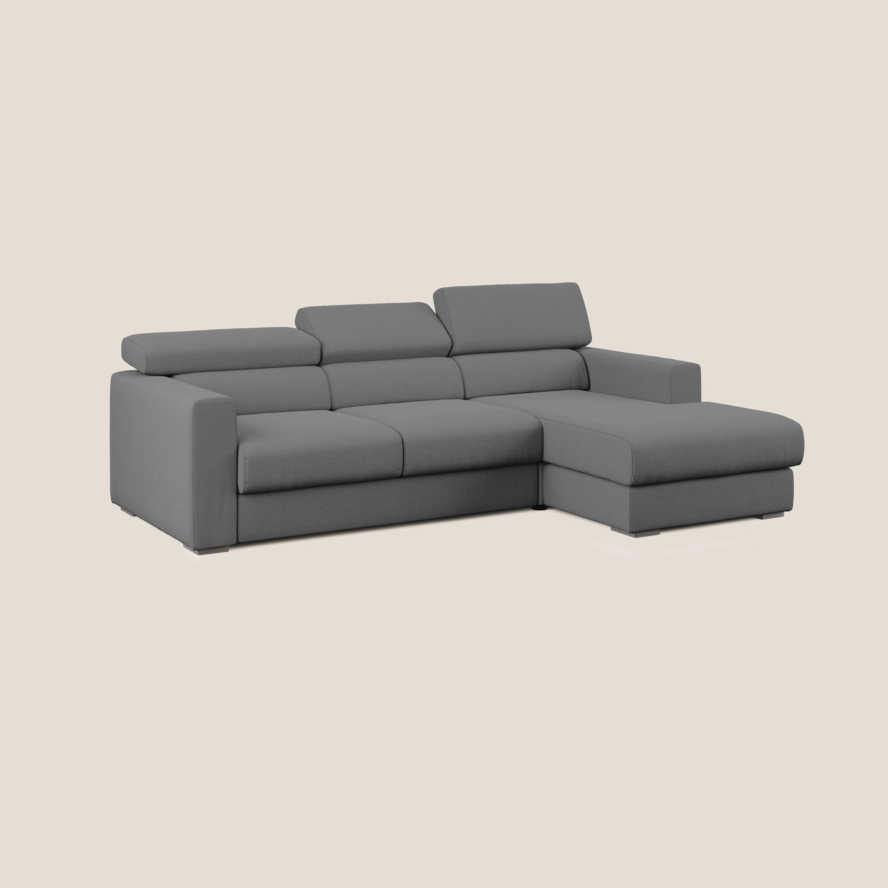 Dylan canapé d'angle avec méridienne et pouf extractible en tissu flammé effet coton imperméable T19 anthracite - Image 3
