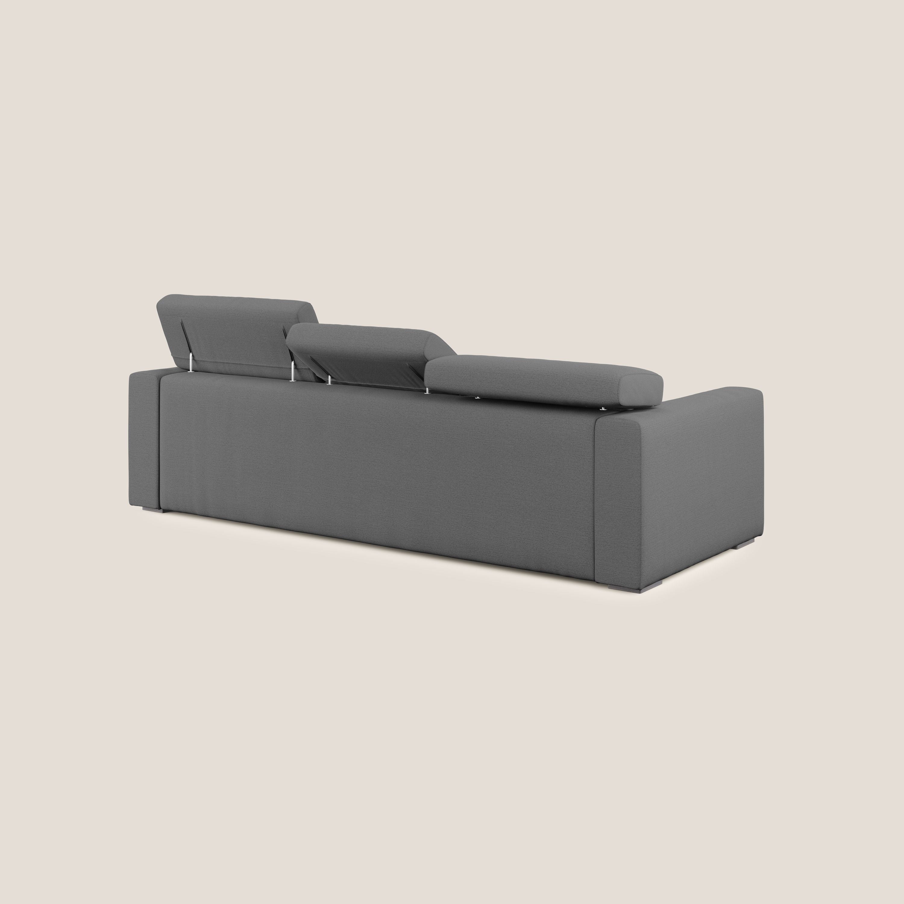 Dylan canapé d'angle avec méridienne et pouf extractible en tissu flammé effet coton imperméable T19 anthracite - Image 5