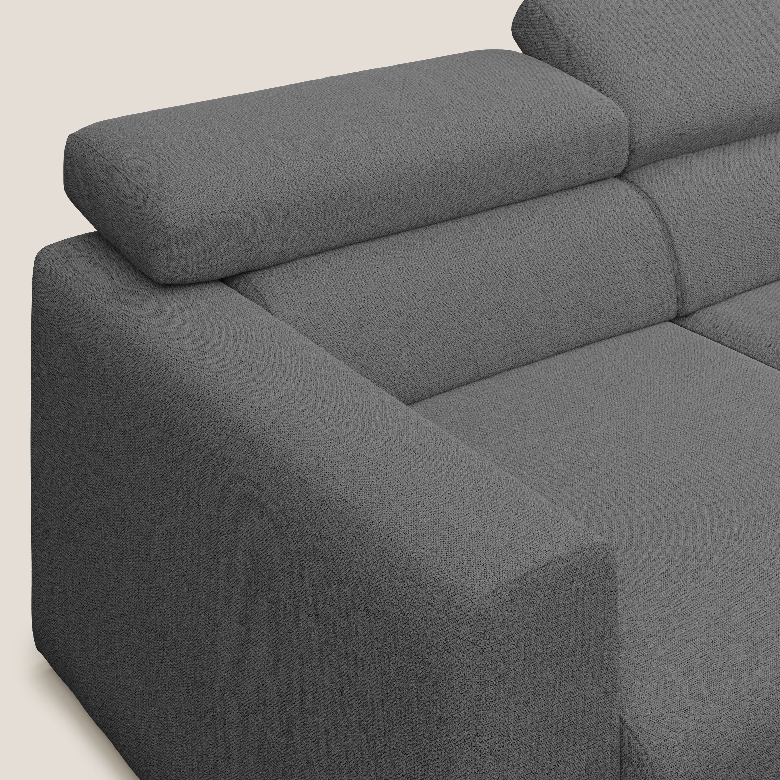 Dylan canapé d'angle avec méridienne et pouf extractible en tissu flammé effet coton imperméable T19 anthracite - Image 6
