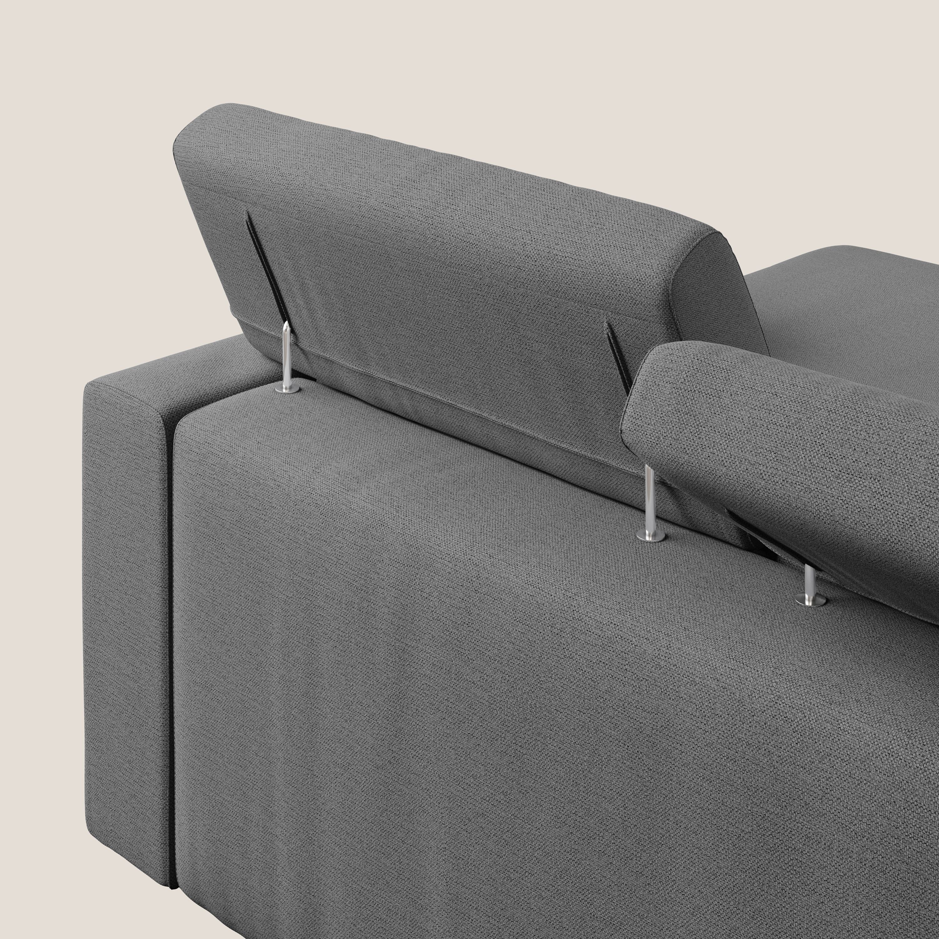Dylan canapé d'angle avec méridienne et pouf extractible en tissu flammé effet coton imperméable T19 anthracite - Image 7