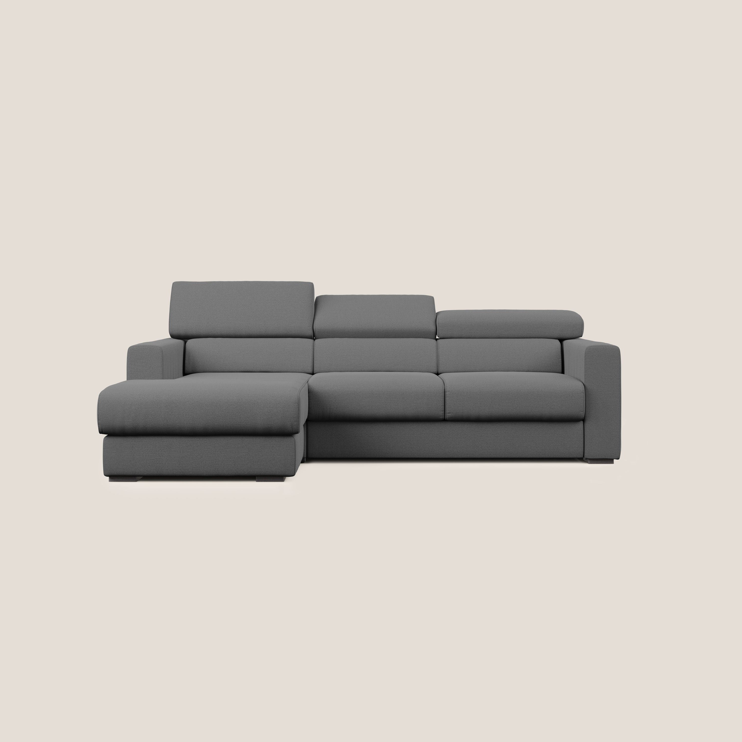Dylan canapé d'angle avec méridienne et pouf extractible en tissu flammé effet coton imperméable T19 anthracite - Image 9