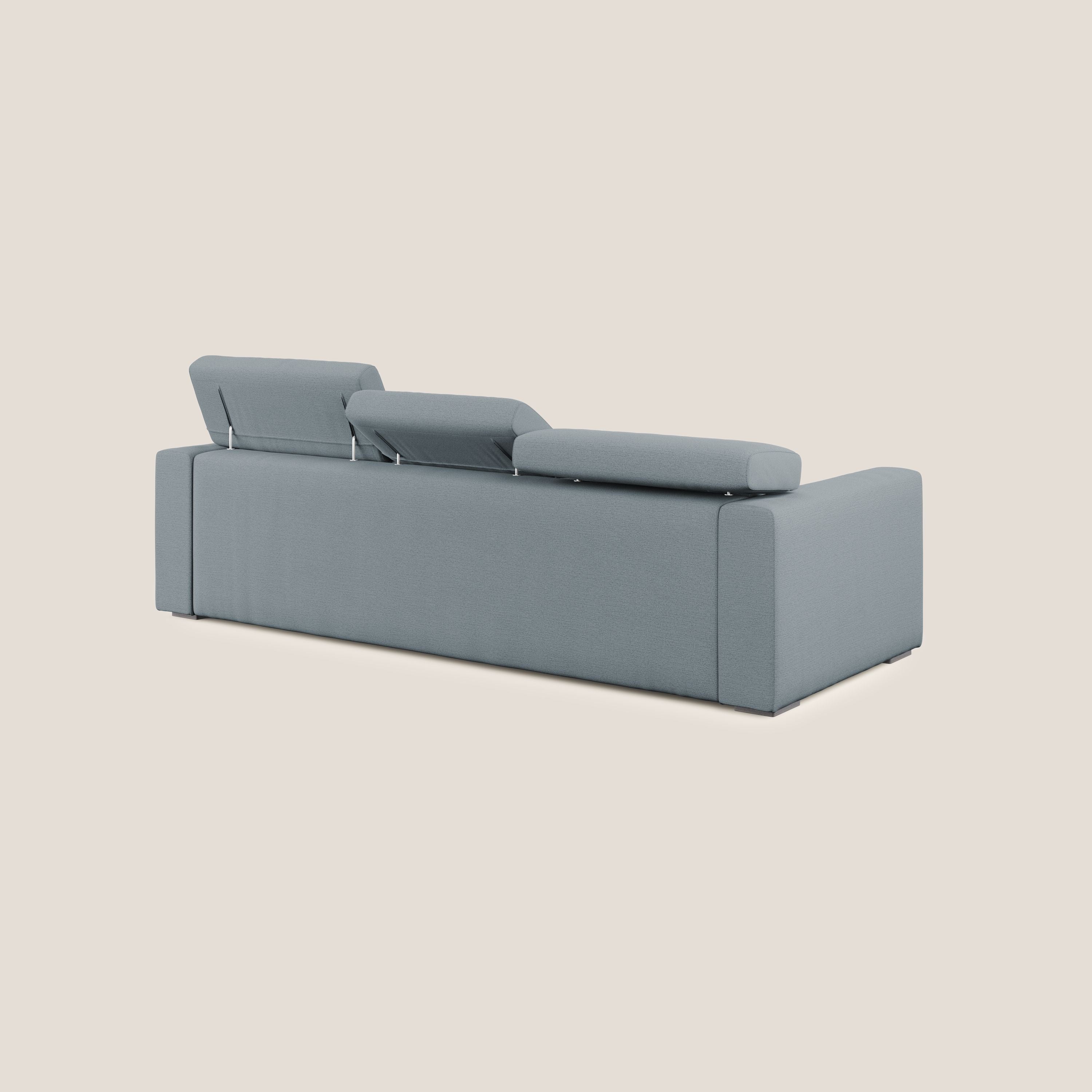 Dylan canapé d'angle avec méridienne et pouf extractible en tissu flammé effet coton imperméable T19 bleu pastel - Image 7