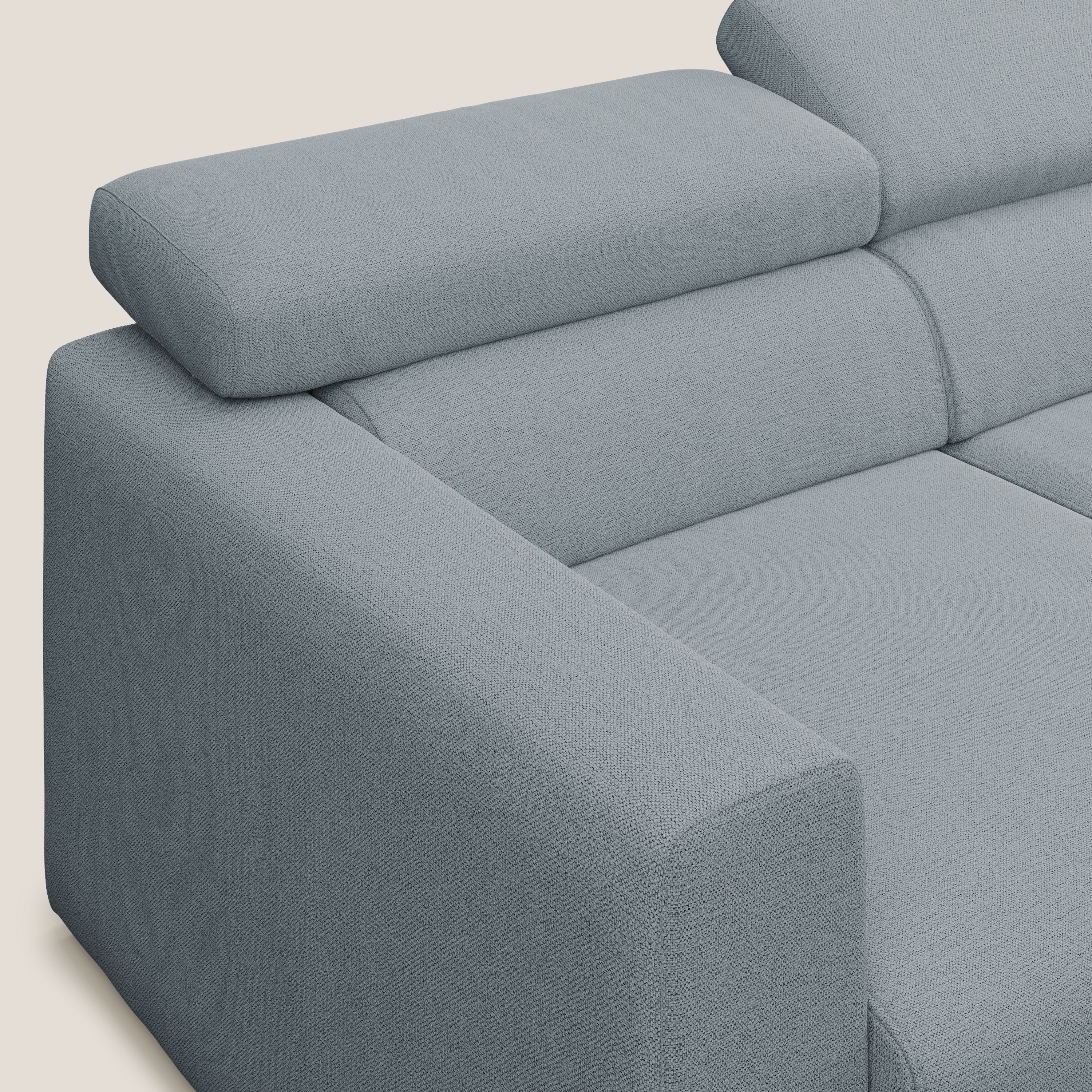 Dylan canapé d'angle avec méridienne et pouf extractible en tissu flammé effet coton imperméable T19 bleu pastel - Image 8
