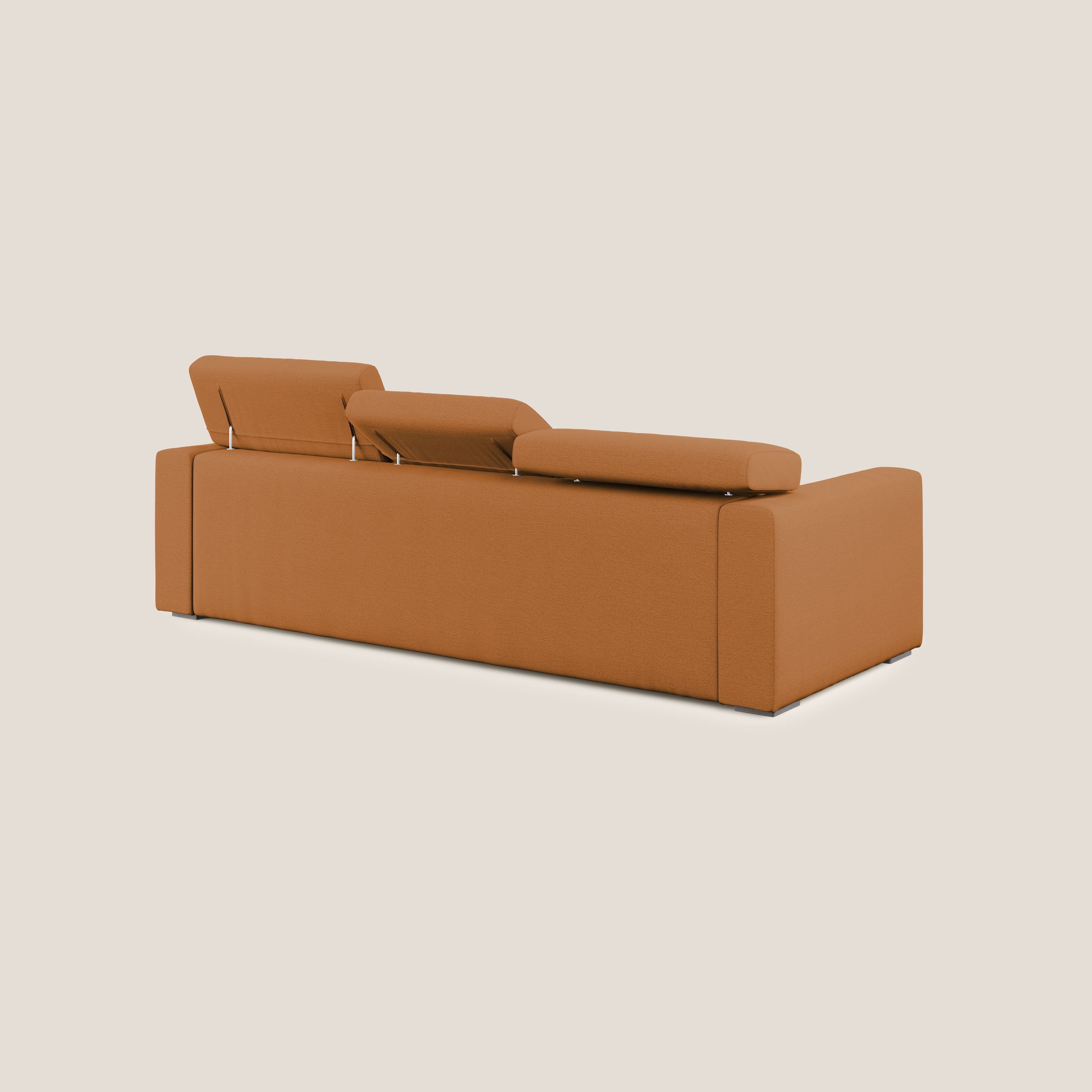 Dylan canapé d'angle avec méridienne et pouf extractible en tissu flammé effet coton imperméable T19 orange - Image 5