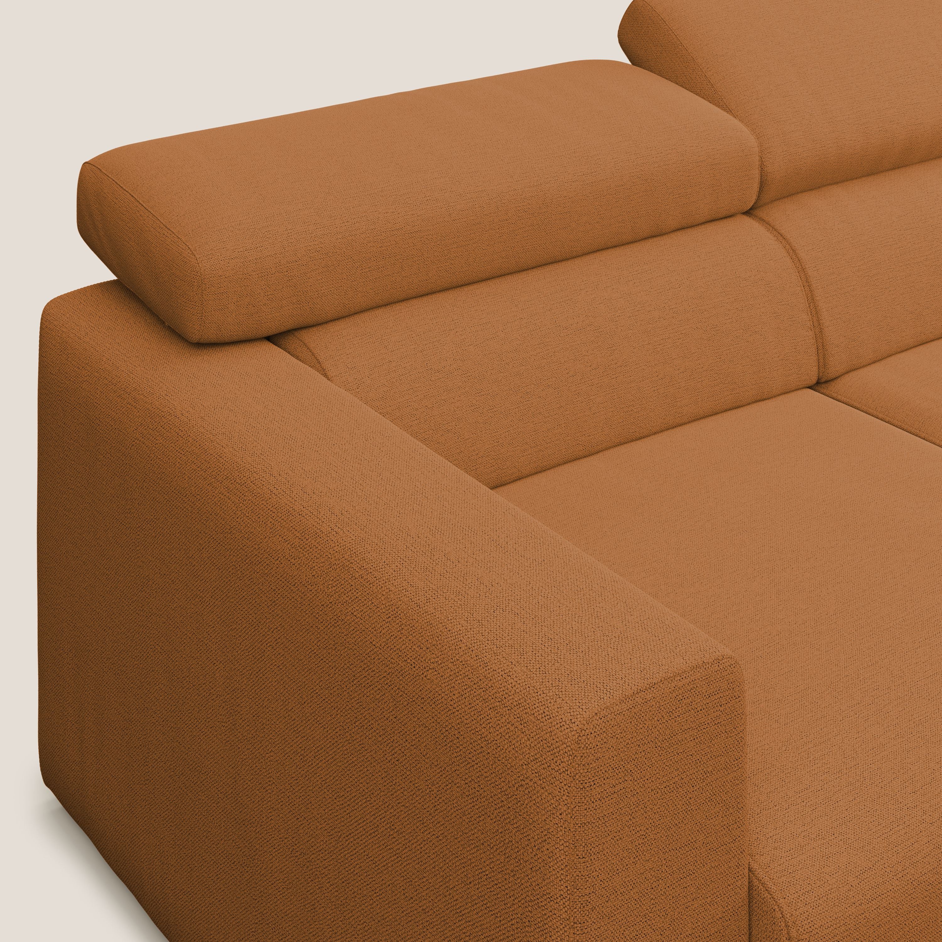Dylan canapé d'angle avec méridienne et pouf extractible en tissu flammé effet coton imperméable T19 orange - Image 6