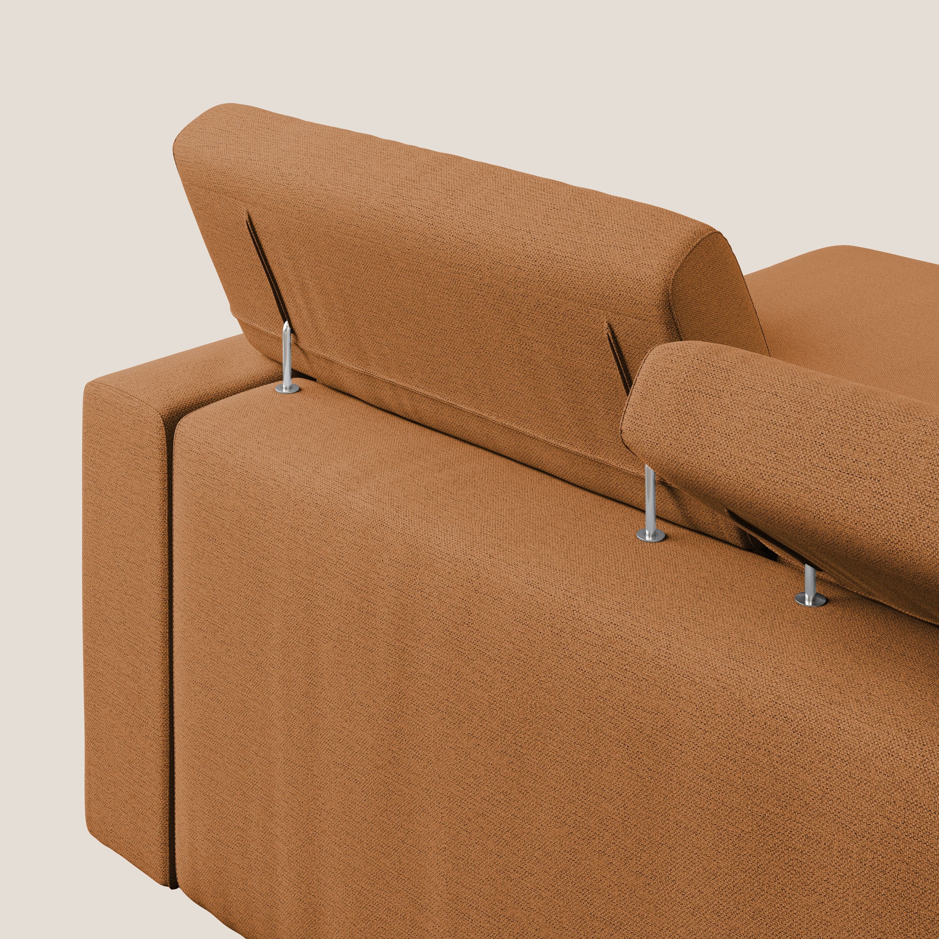 Dylan canapé d'angle avec méridienne et pouf extractible en tissu flammé effet coton imperméable T19 orange - Image 7