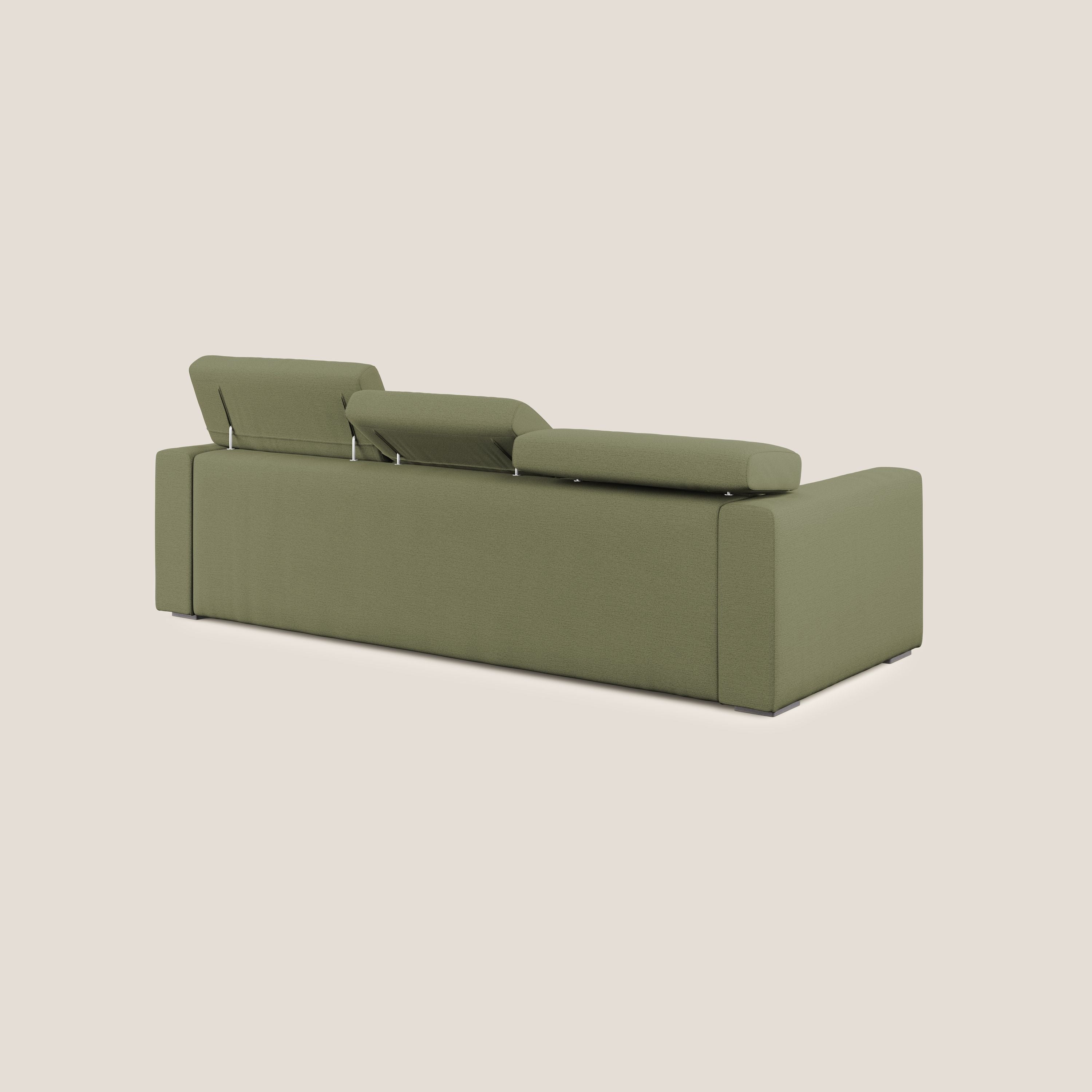 Dylan canapé d'angle avec méridienne et pouf extractible en tissu flammé effet coton imperméable T19 vert - Image 5