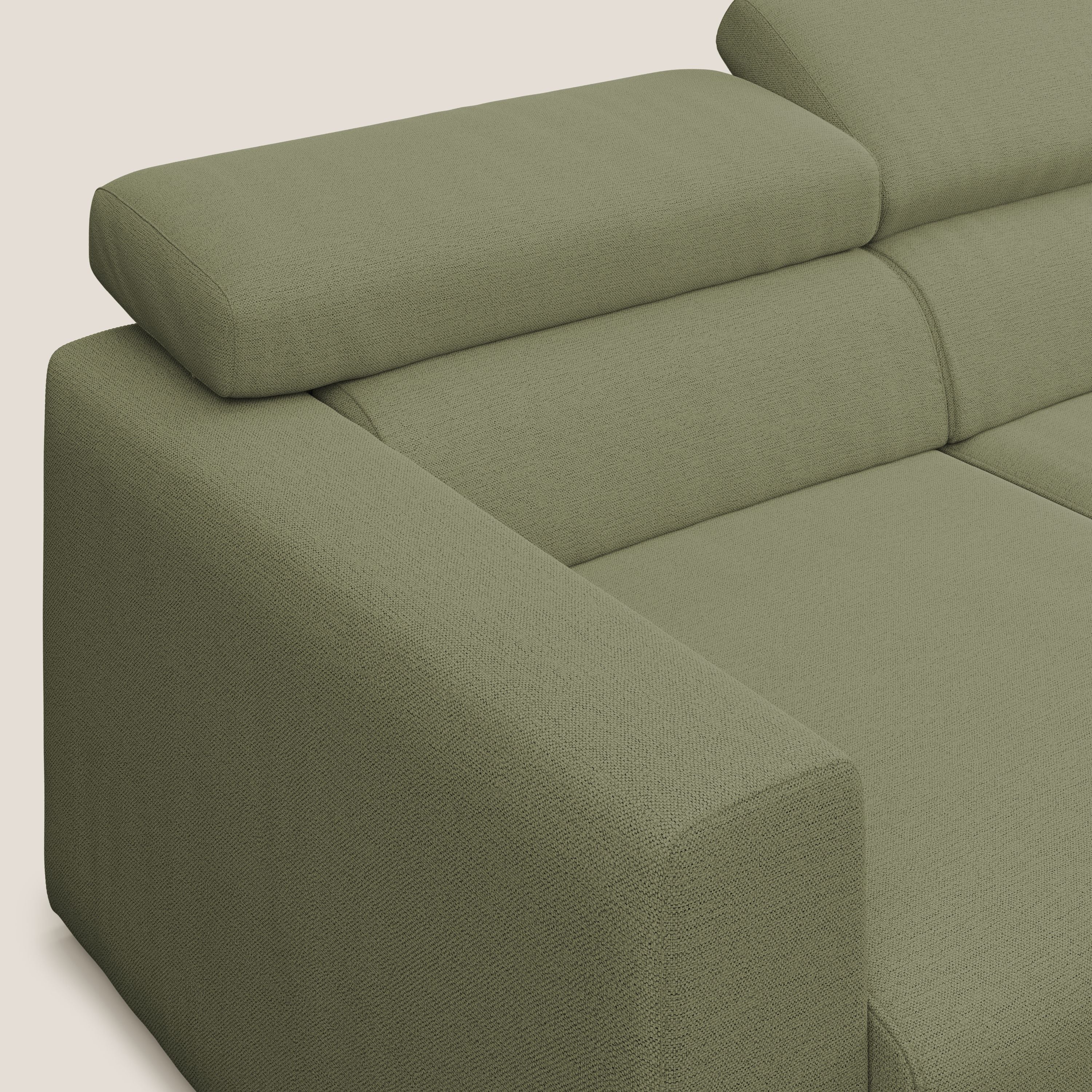 Dylan canapé d'angle avec méridienne et pouf extractible en tissu flammé effet coton imperméable T19 vert - Image 6