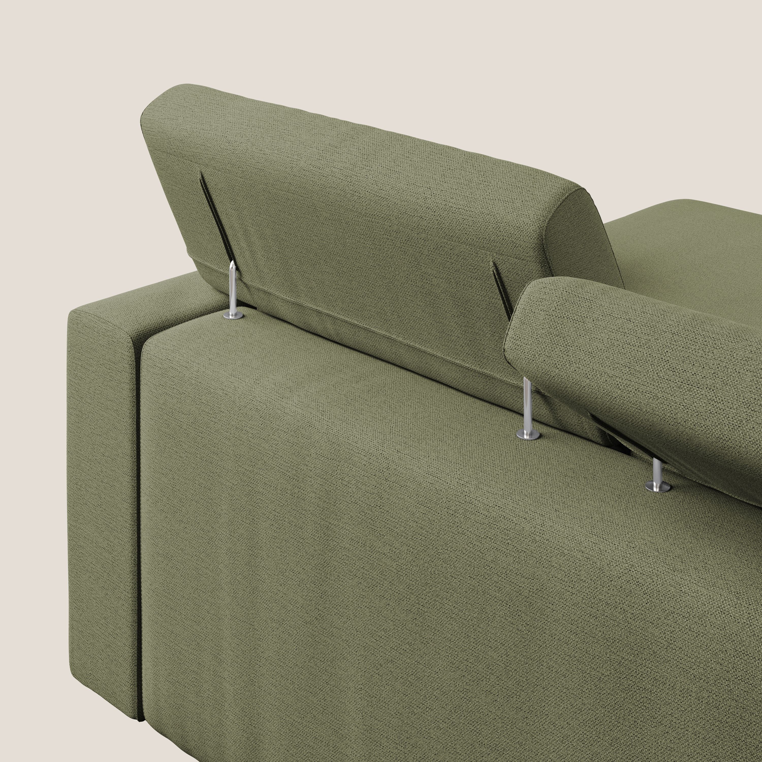 Dylan canapé d'angle avec méridienne et pouf extractible en tissu flammé effet coton imperméable T19 vert - Image 7