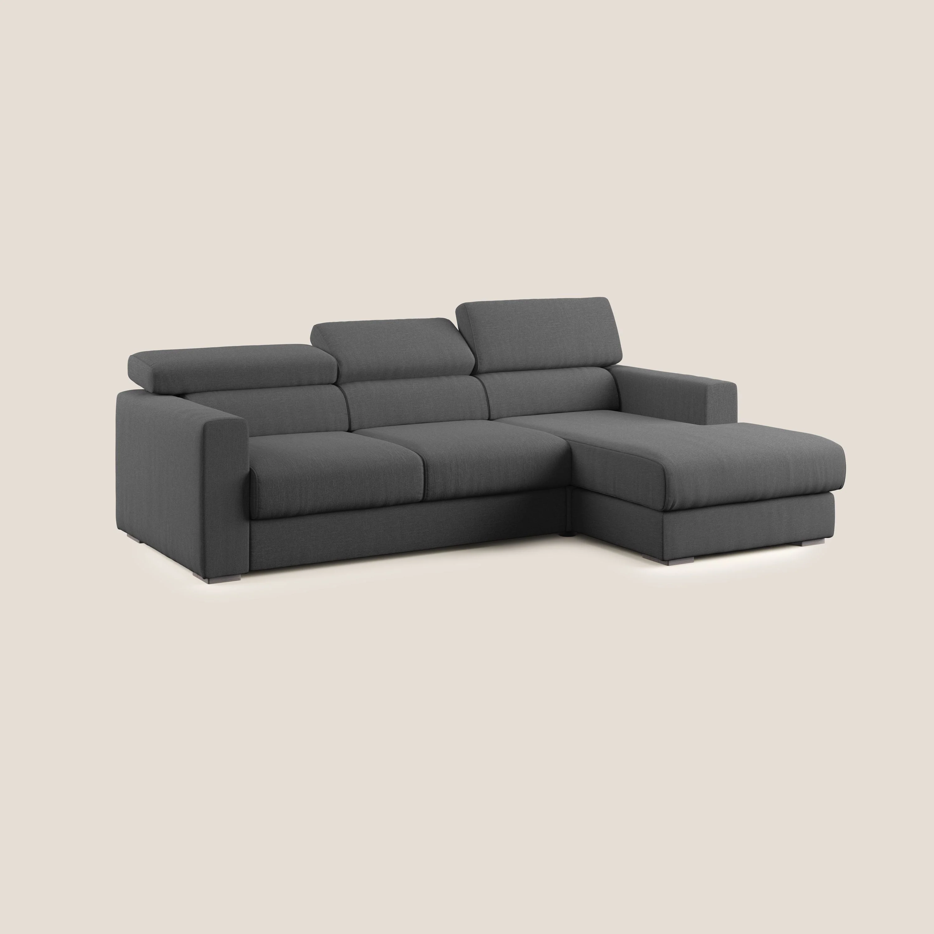 Dylan canapé d'angle avec méridienne et pouf extractible en tissu imperméable T13 anthracite - Image 3