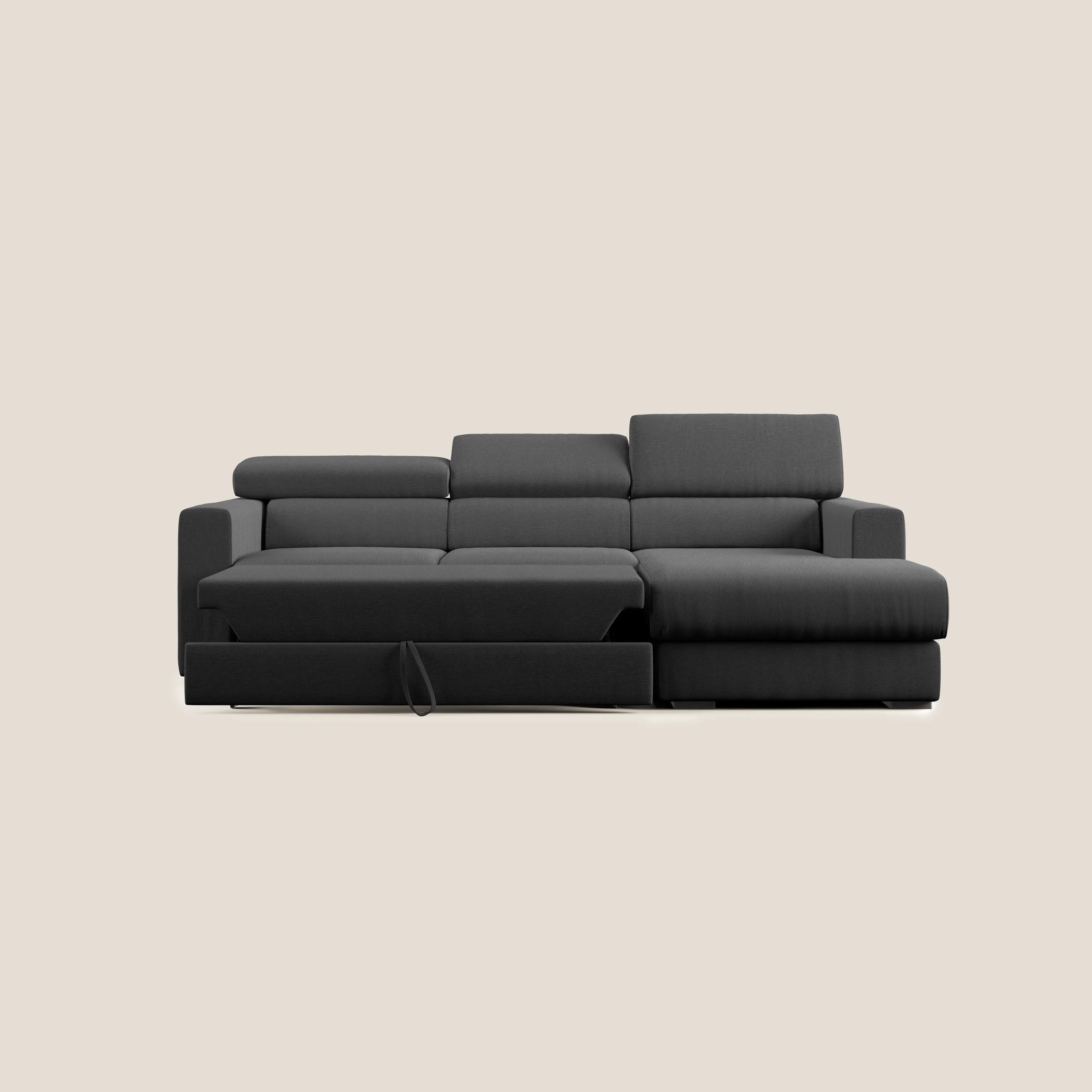 Dylan canapé d'angle avec méridienne et pouf extractible en tissu imperméable T13 anthracite - Image 6