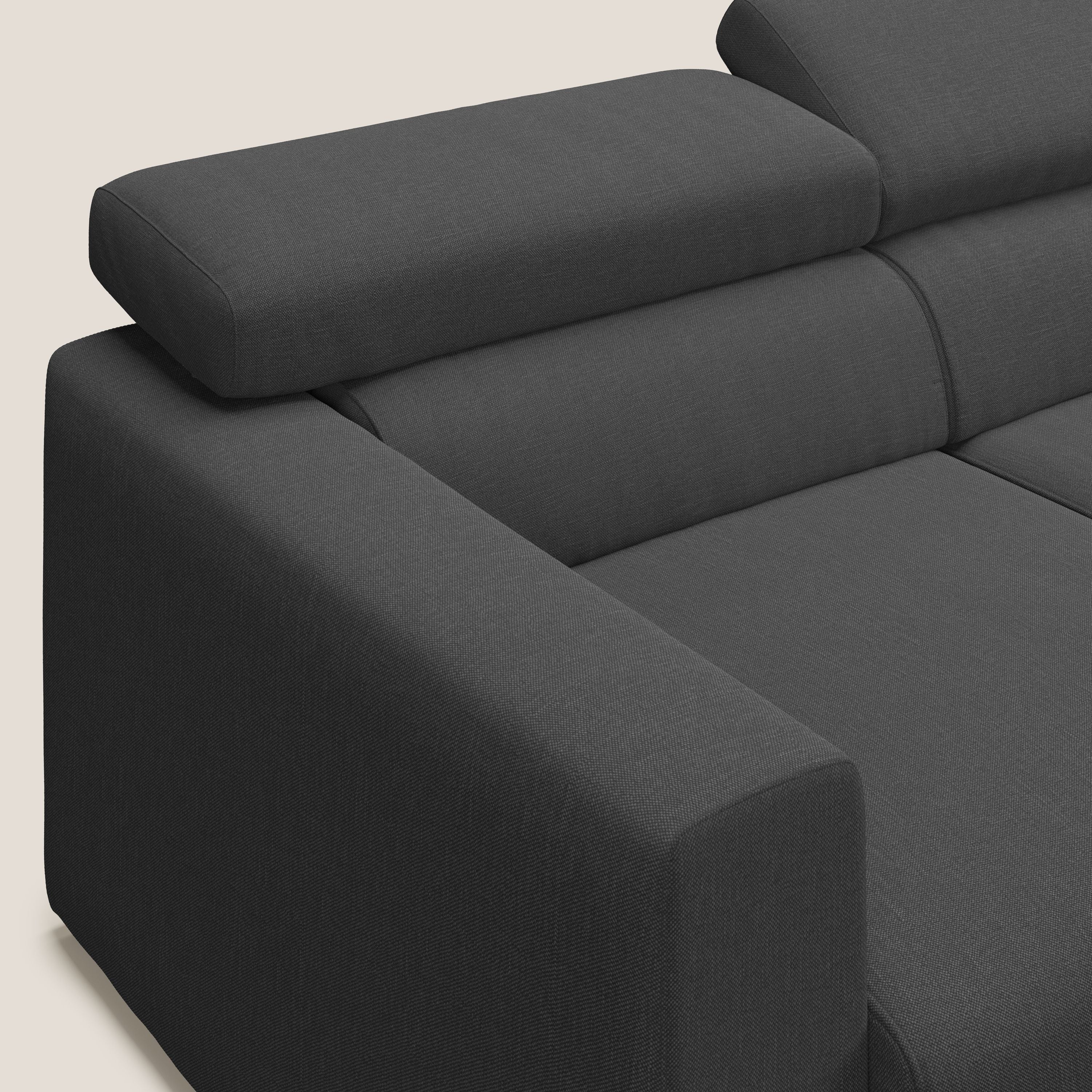 Dylan canapé d'angle avec méridienne et pouf extractible en tissu imperméable T13 anthracite - Image 7