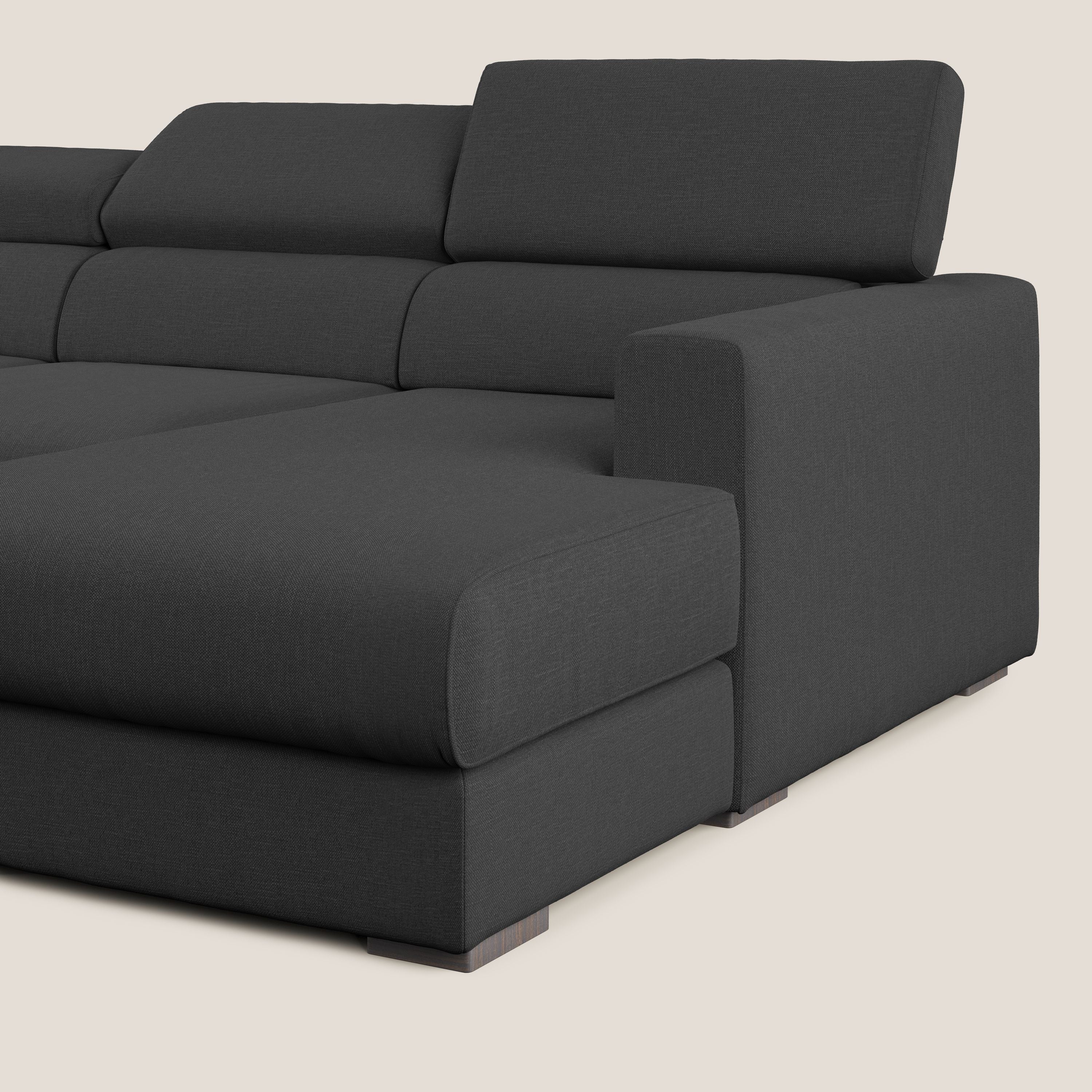 Dylan canapé d'angle avec méridienne et pouf extractible en tissu imperméable T13 anthracite - Image 9