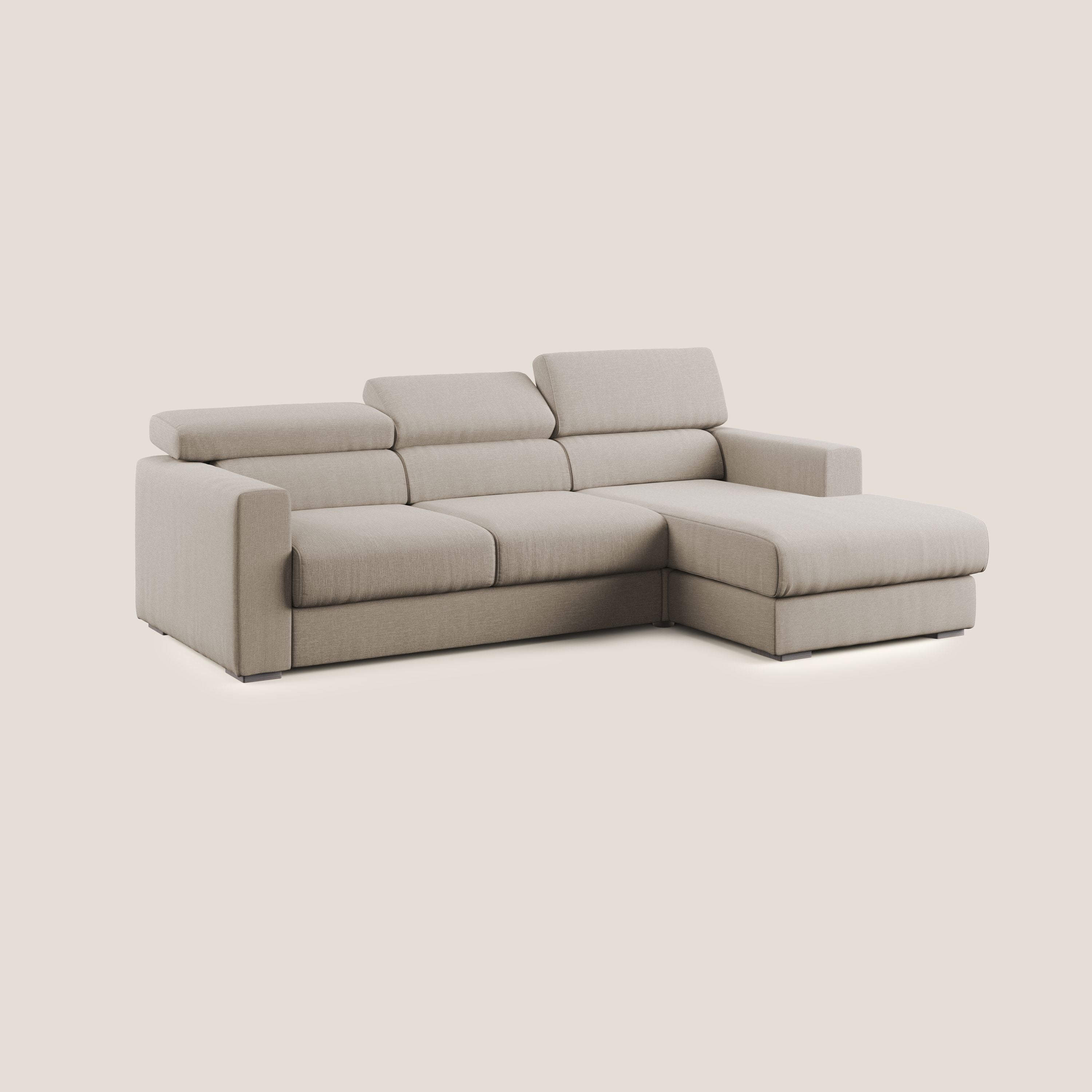 Dylan canapé d'angle avec méridienne et pouf extractible en tissu imperméable T13 beige - Image 4