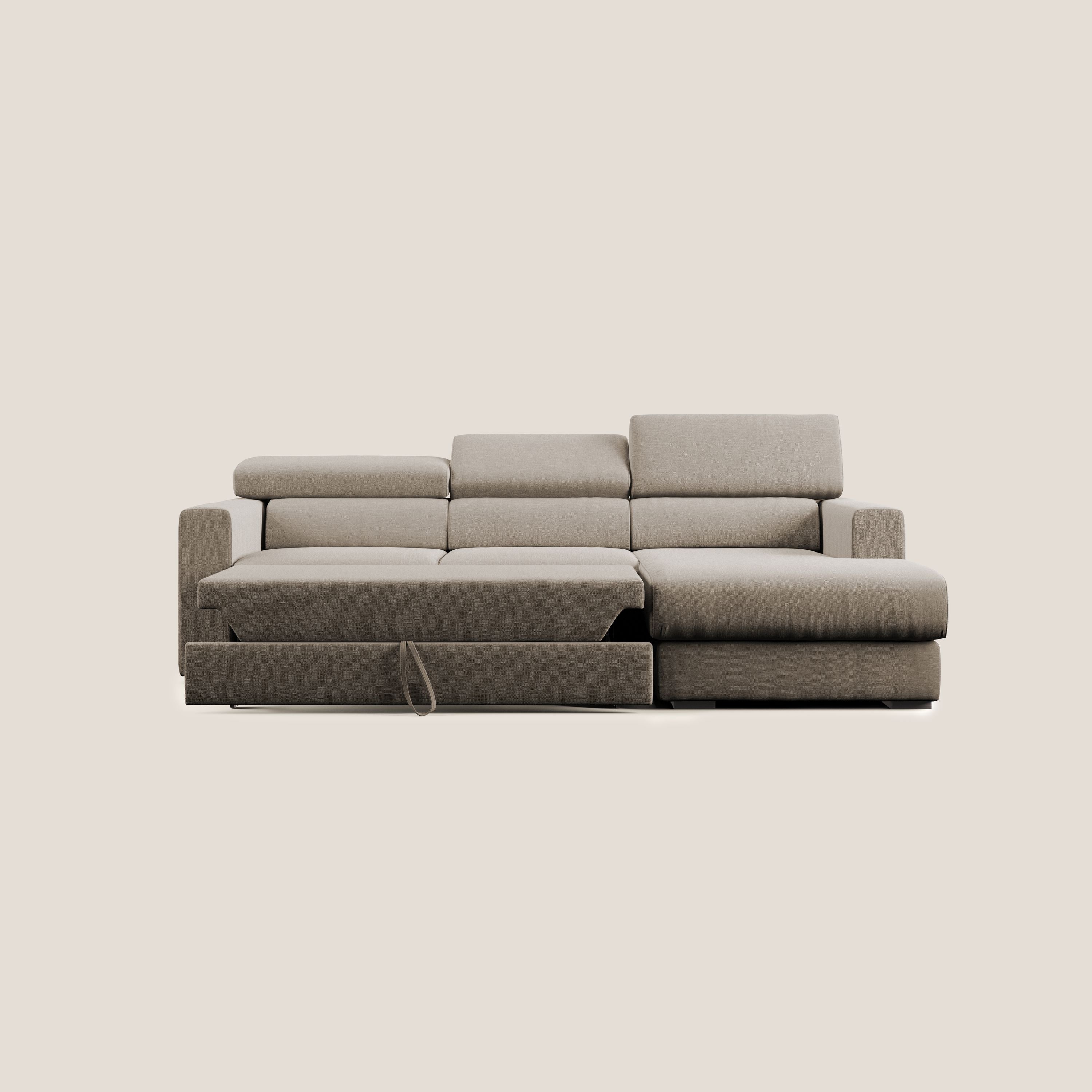 Dylan canapé d'angle avec méridienne et pouf extractible en tissu imperméable T13 beige - Image 8
