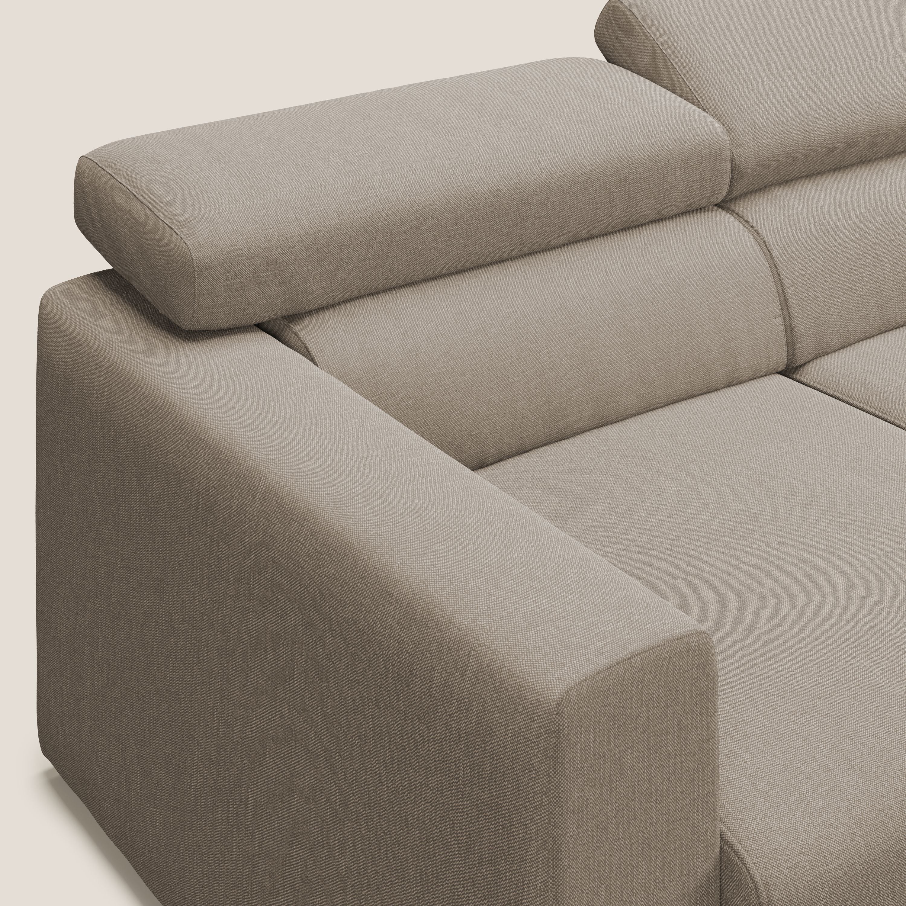 Dylan canapé d'angle avec méridienne et pouf extractible en tissu imperméable T13 beige - Image 9
