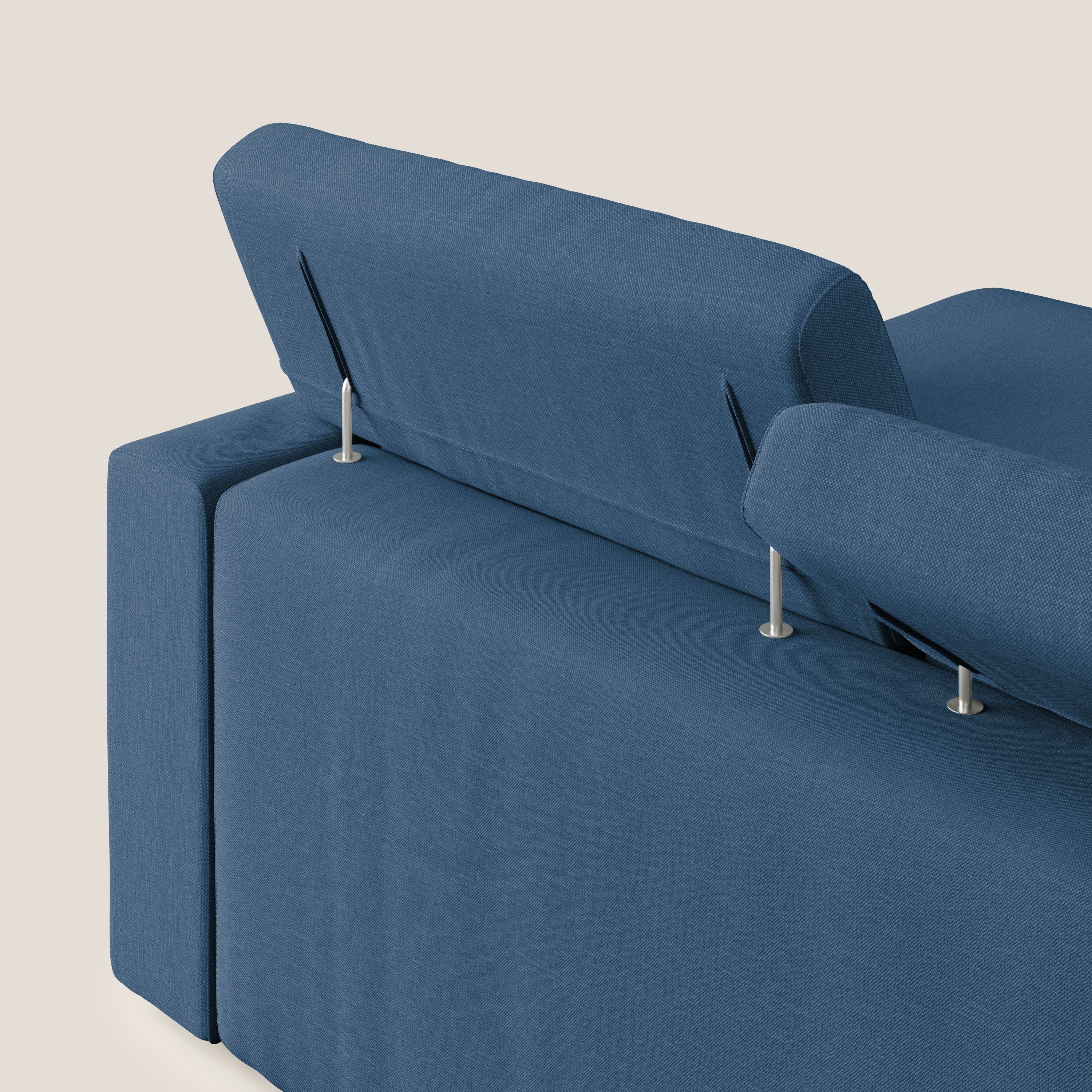 Dylan canapé d'angle avec méridienne et pouf extractible en tissu imperméable T13 bleu - Image 7