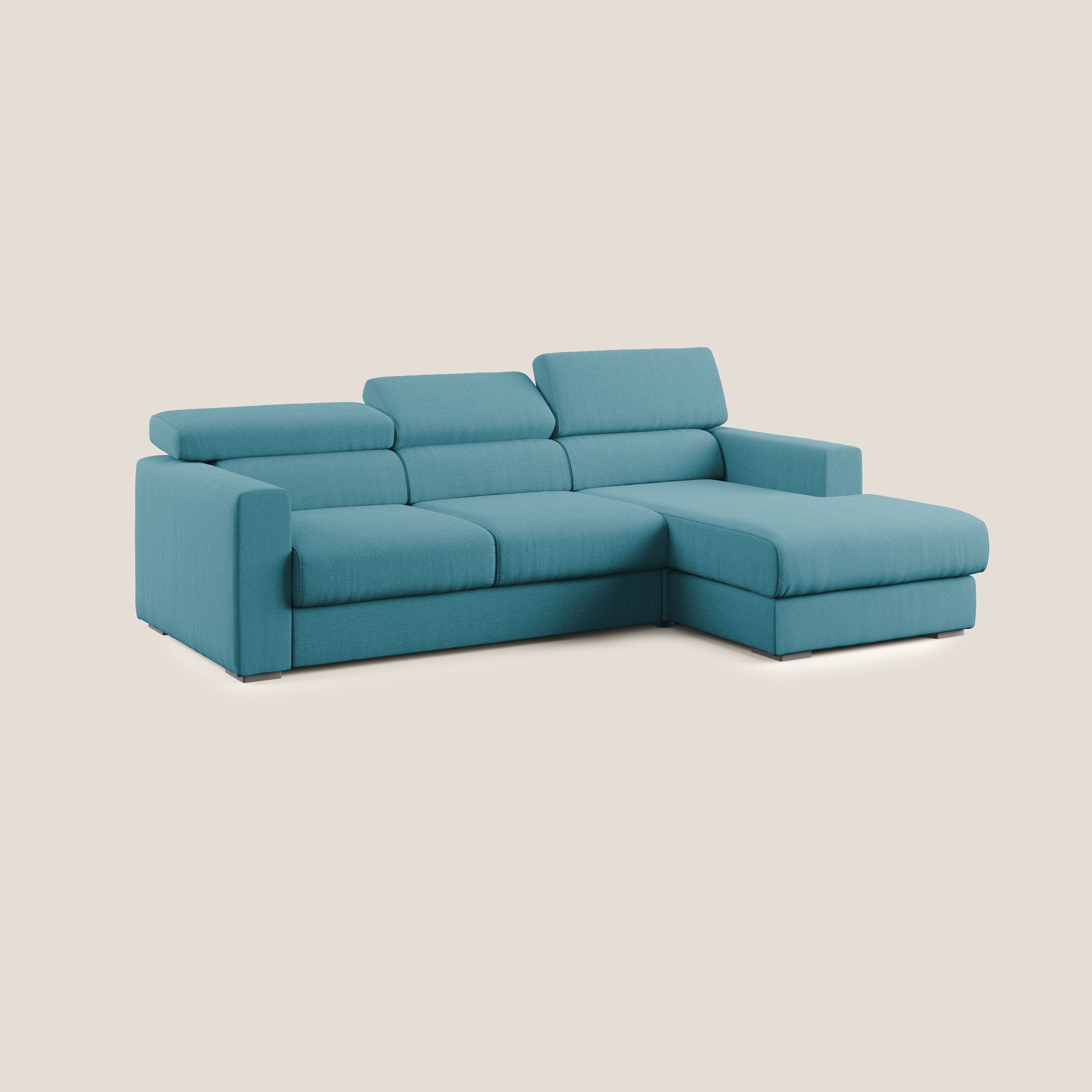 Dylan canapé d'angle avec méridienne et pouf extractible en tissu imperméable T13 bleu ciel - Image 3