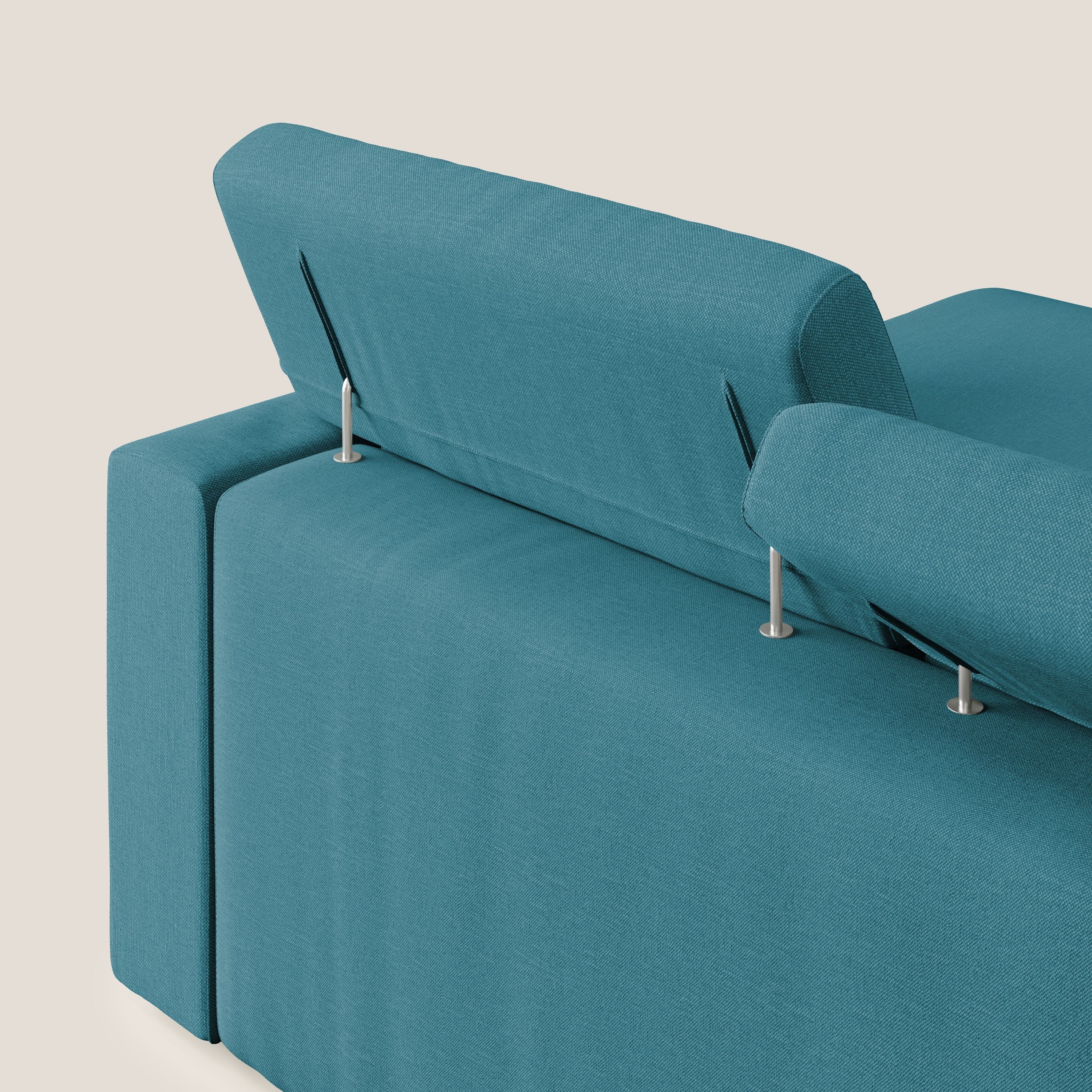 Dylan canapé d'angle avec méridienne et pouf extractible en tissu imperméable T13 bleu ciel - Image 8