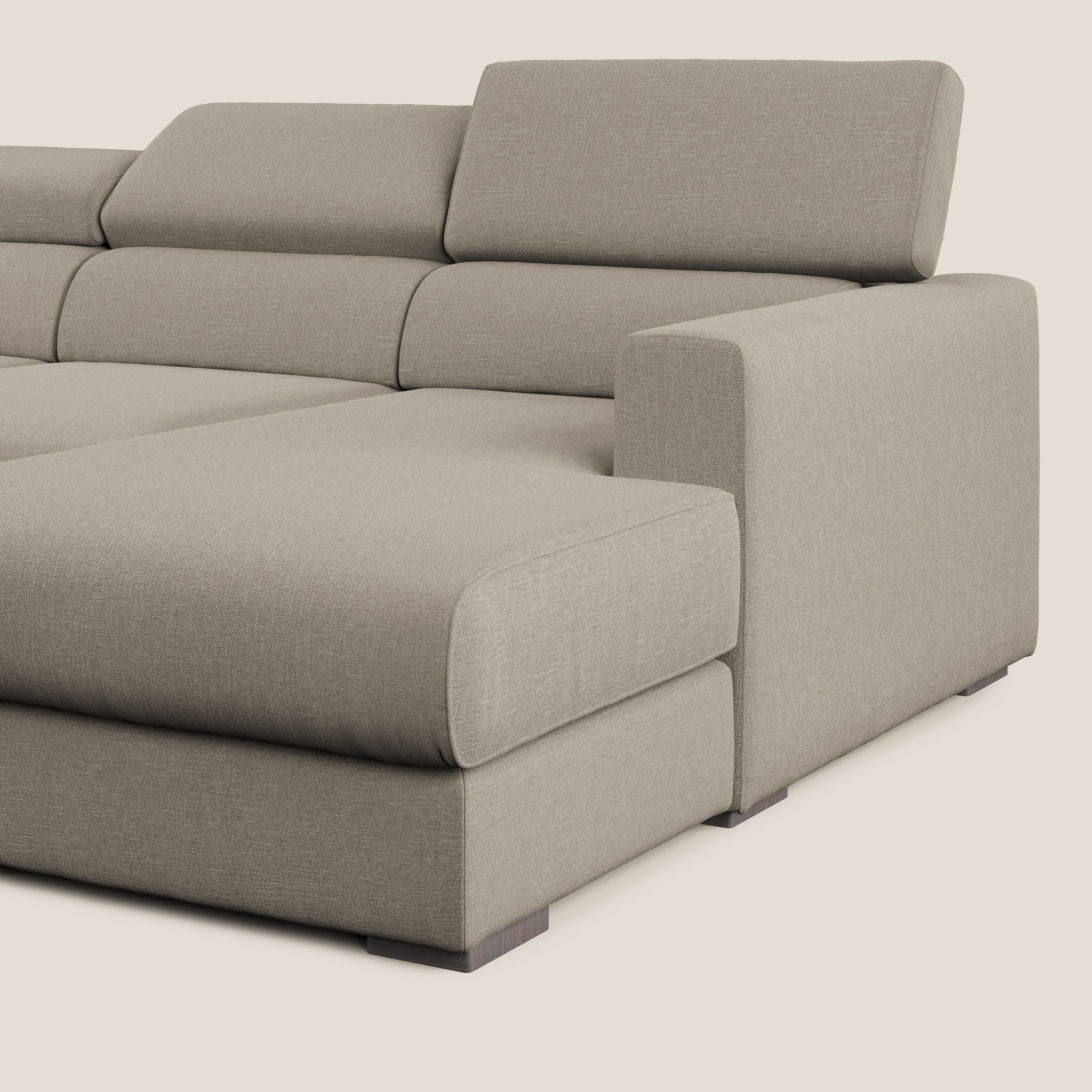 Dylan canapé d'angle avec méridienne et pouf extractible en tissu imperméable T13 crÚme - Image 10