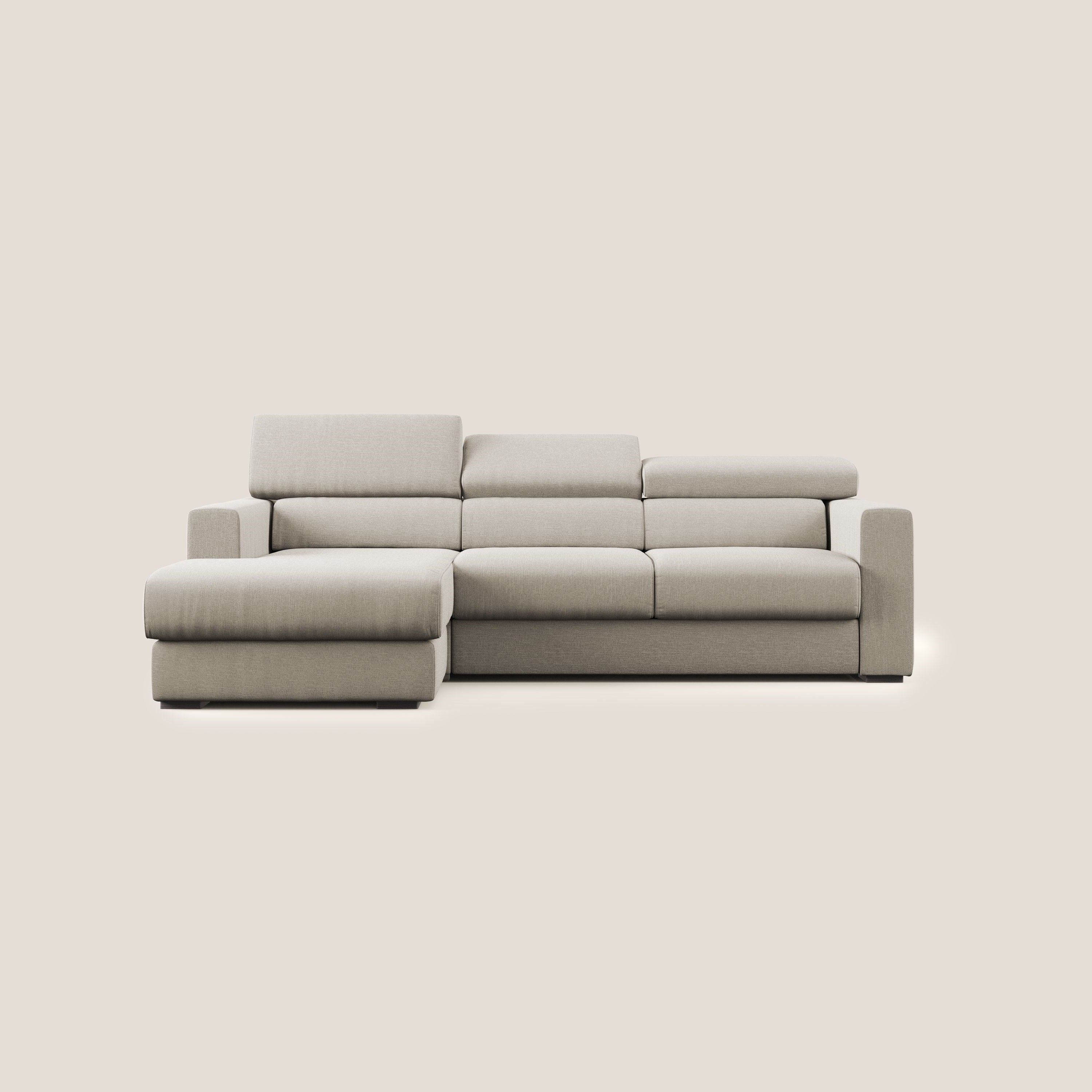 Dylan canapé d'angle avec méridienne et pouf extractible en tissu imperméable T13 crÚme - Image 11