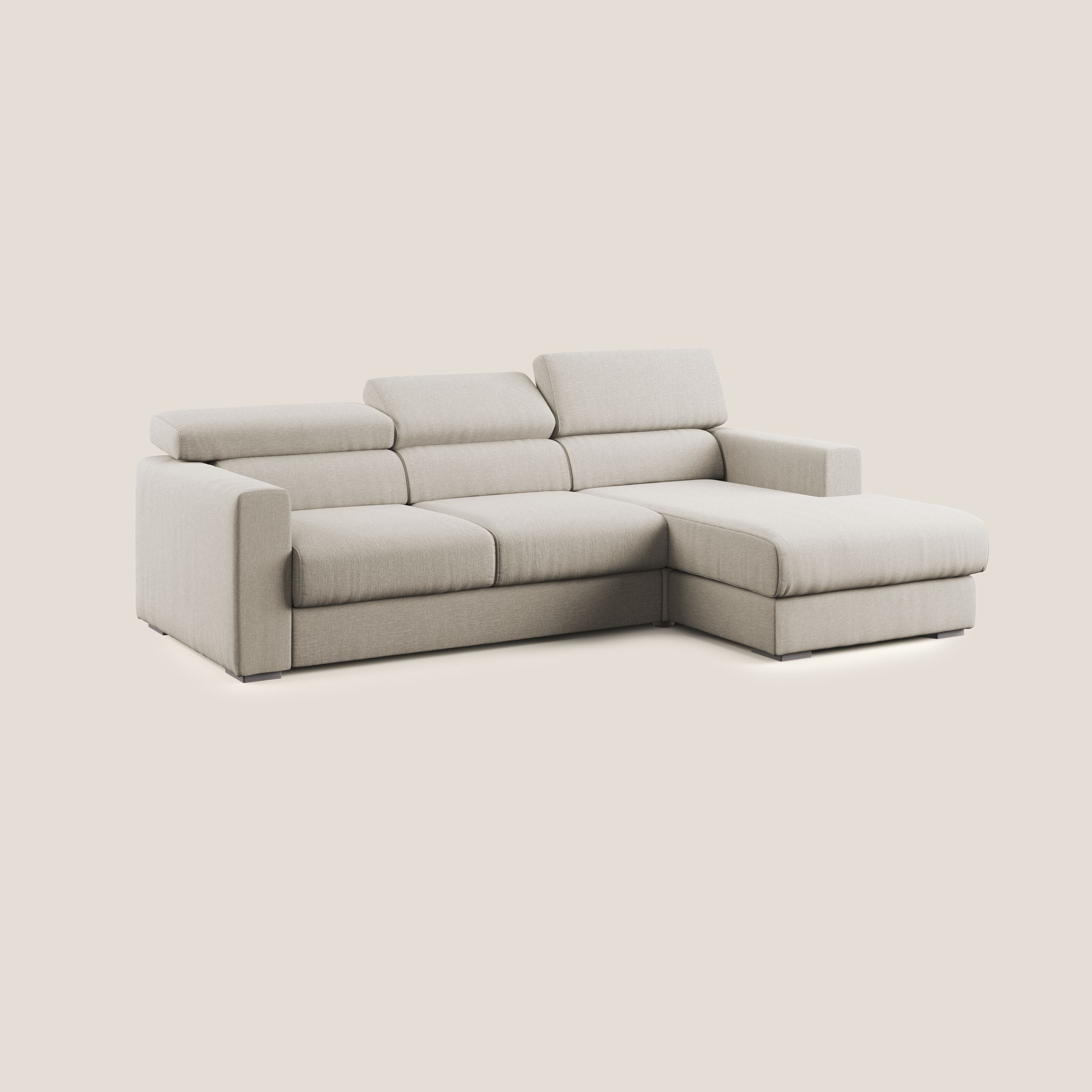 Dylan canapé d'angle avec méridienne et pouf extractible en tissu imperméable T13 crÚme - Image 5