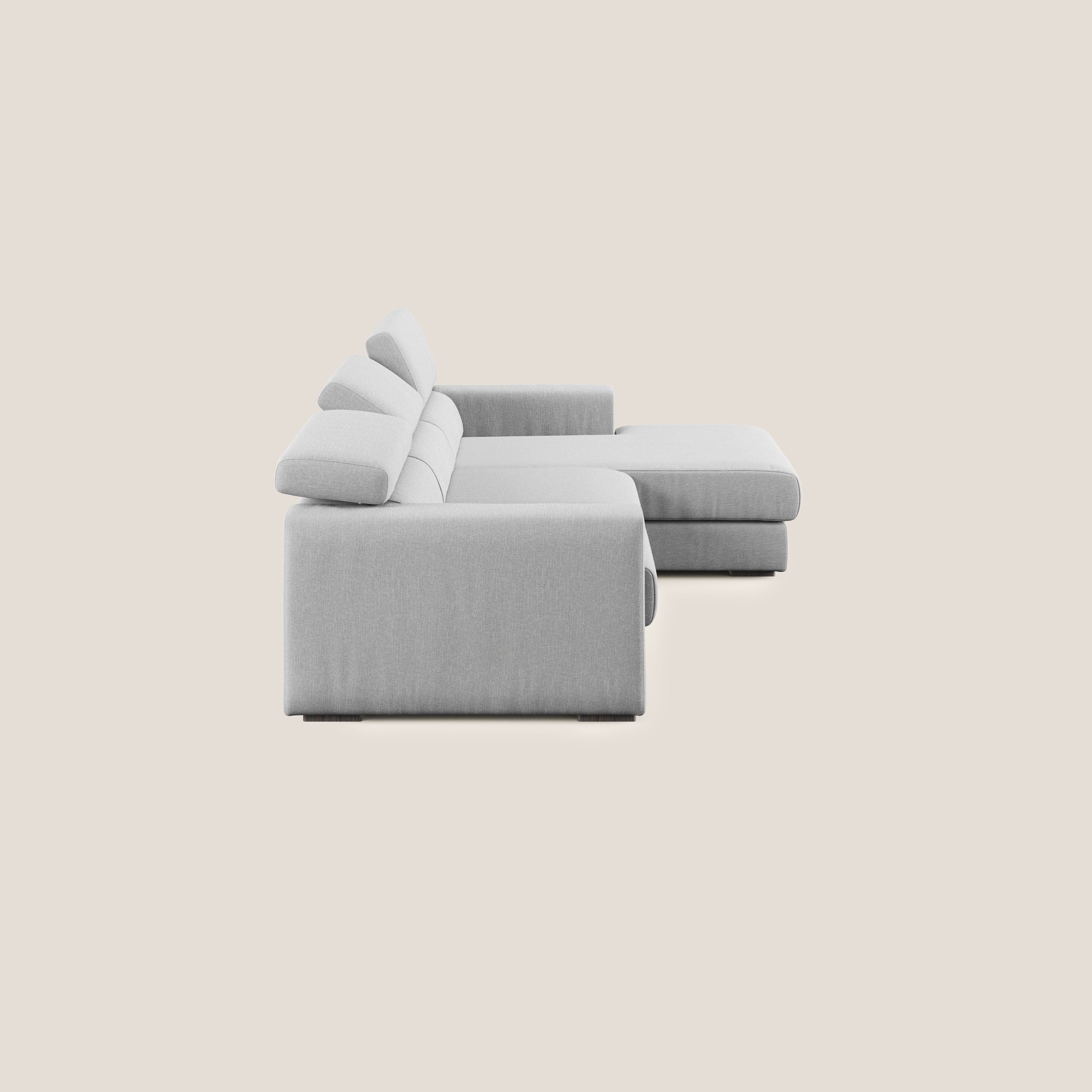 Dylan canapé d'angle avec méridienne et pouf extractible en tissu imperméable T13 gris - Image 4