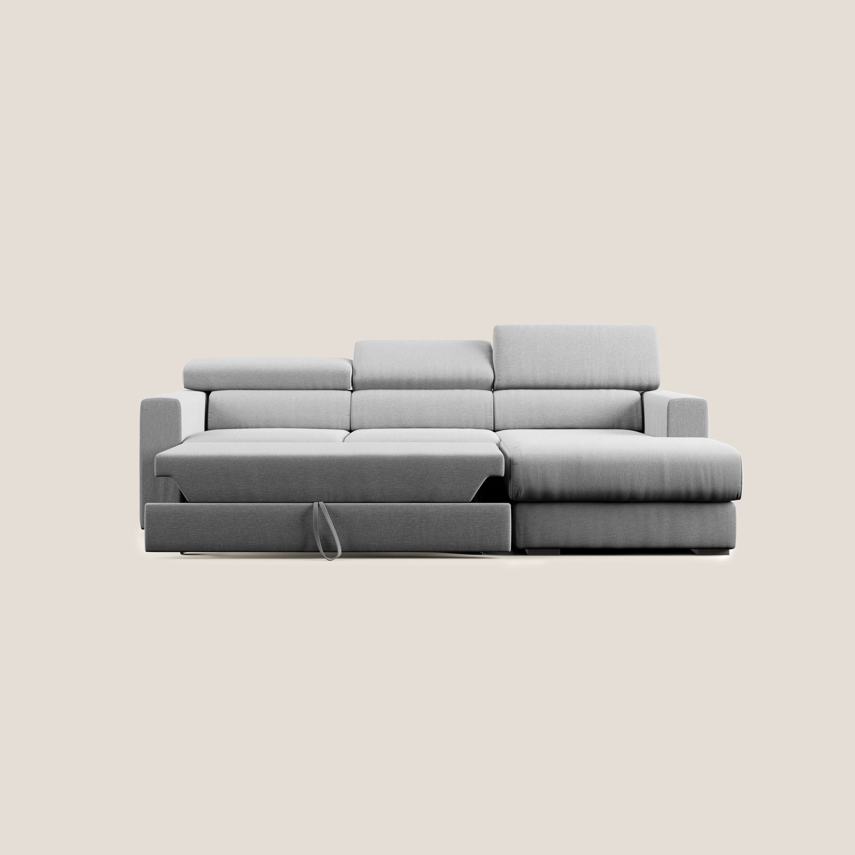 Dylan canapé d'angle avec méridienne et pouf extractible en tissu imperméable T13 gris - Image 6