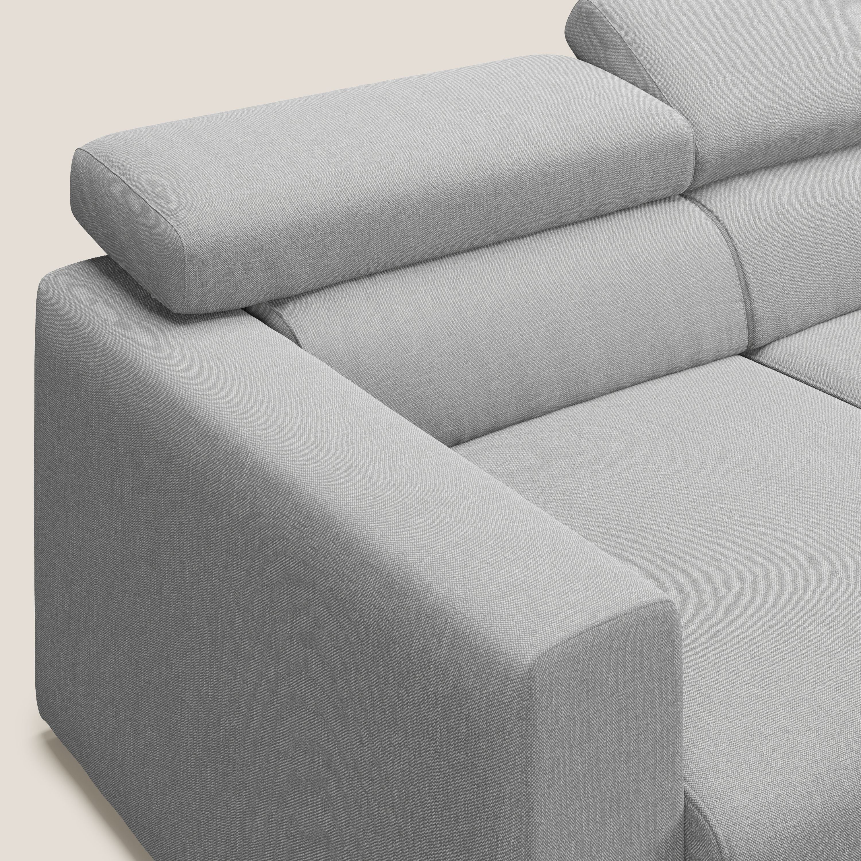 Dylan canapé d'angle avec méridienne et pouf extractible en tissu imperméable T13 gris - Image 7