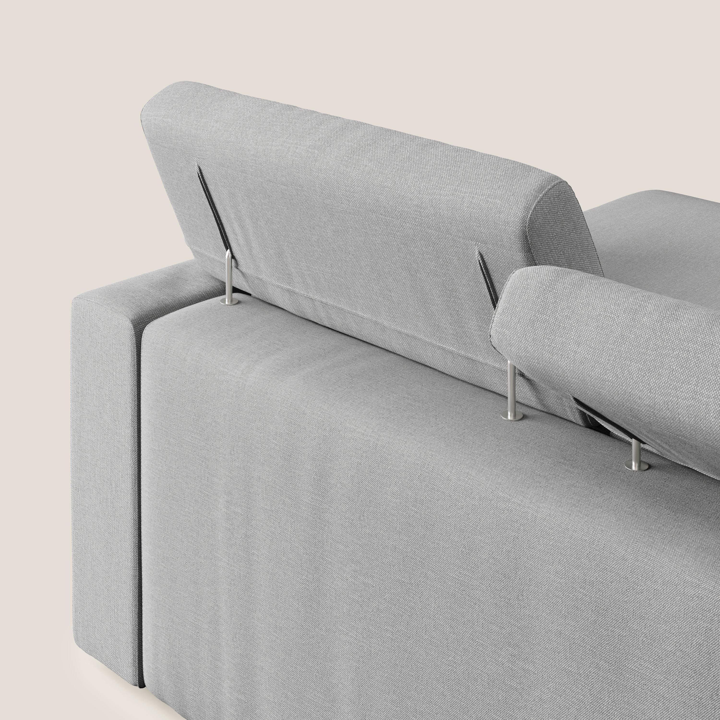 Dylan canapé d'angle avec méridienne et pouf extractible en tissu imperméable T13 gris - Image 8