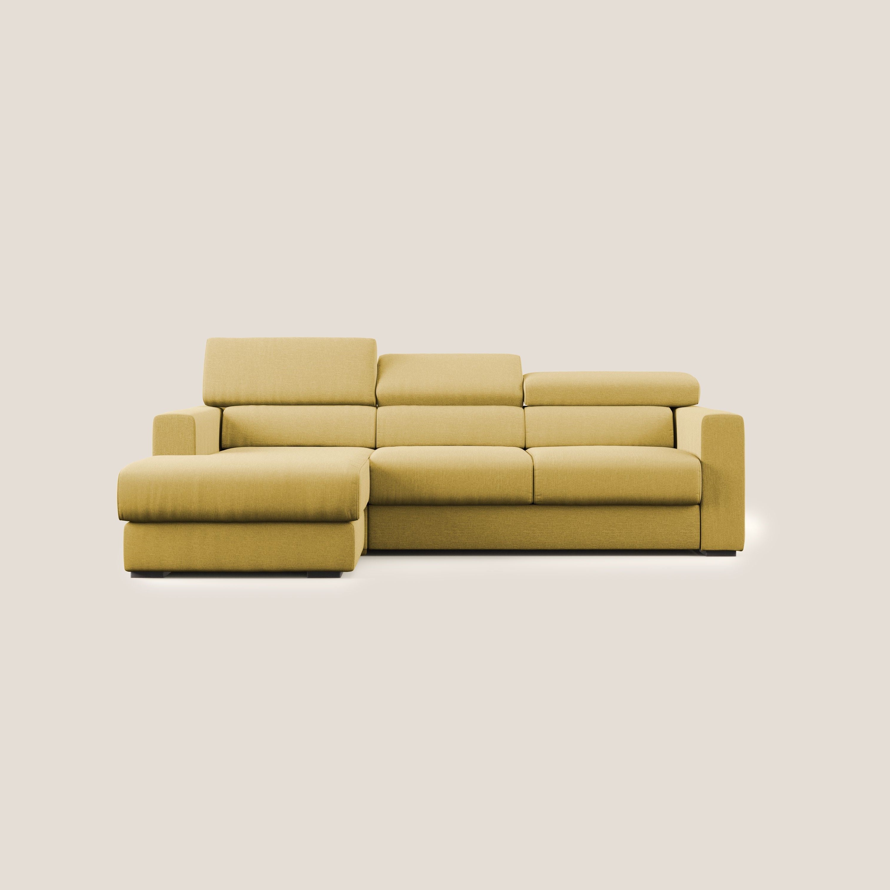 Dylan canapé d'angle avec méridienne et pouf extractible en tissu imperméable T13 jaune - Image 10