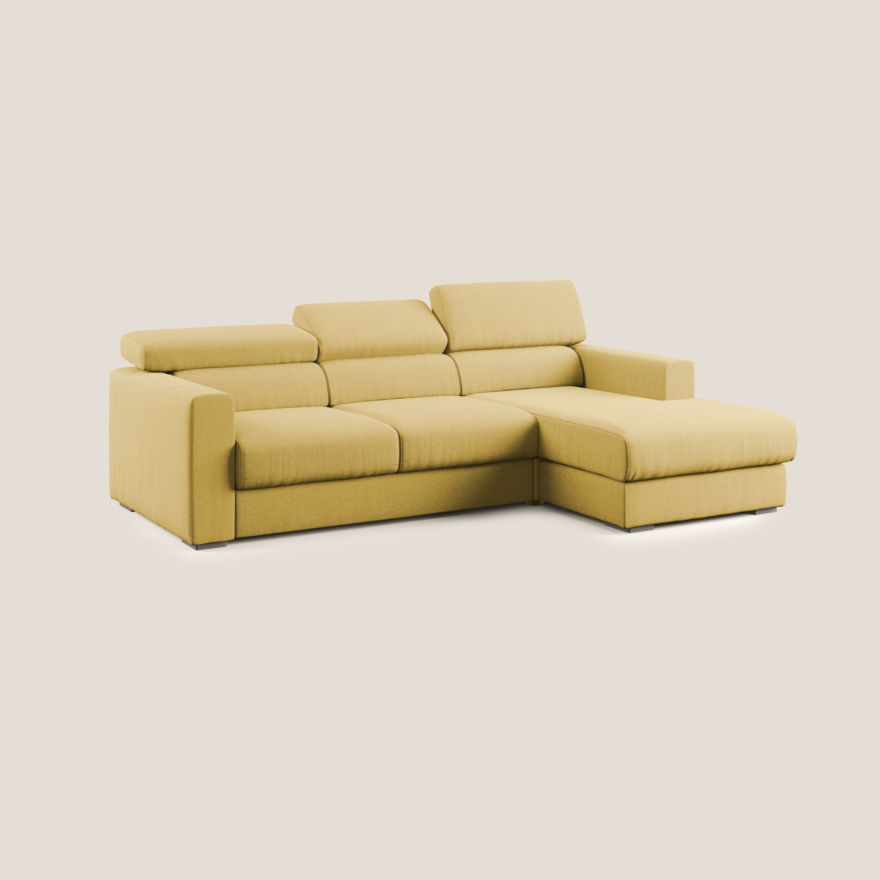 Dylan canapé d'angle avec méridienne et pouf extractible en tissu imperméable T13 jaune - Image 3