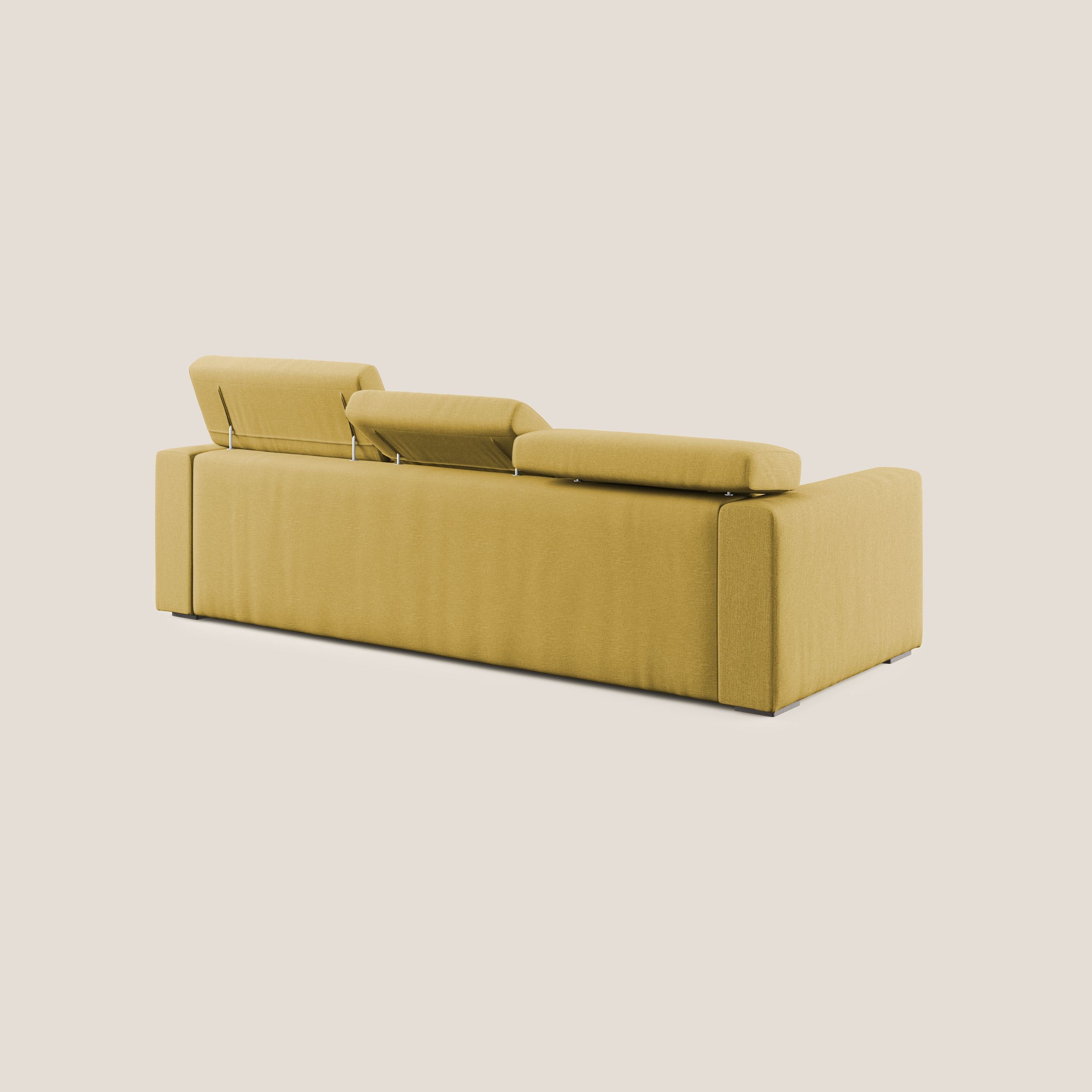 Dylan canapé d'angle avec méridienne et pouf extractible en tissu imperméable T13 jaune - Image 5
