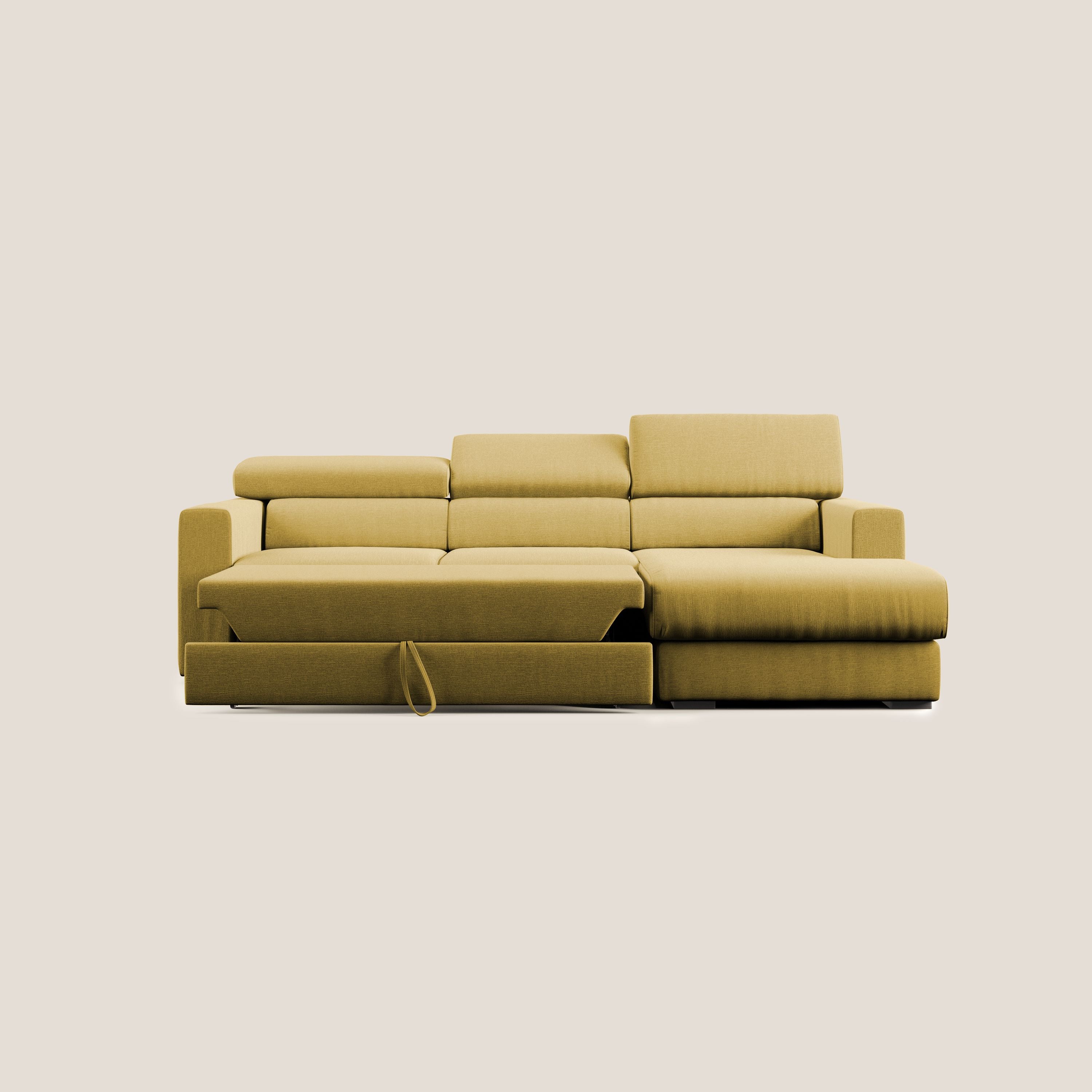 Dylan canapé d'angle avec méridienne et pouf extractible en tissu imperméable T13 jaune - Image 6