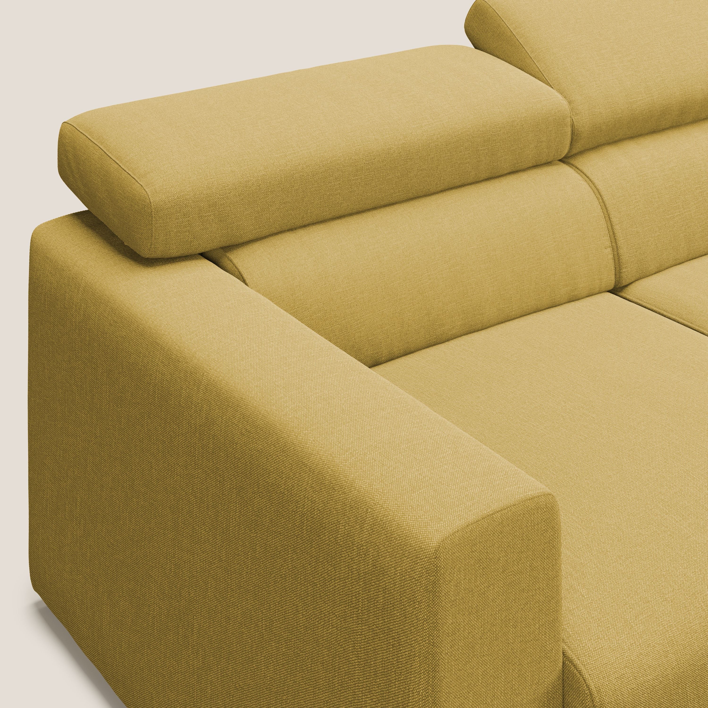 Dylan canapé d'angle avec méridienne et pouf extractible en tissu imperméable T13 jaune - Image 7