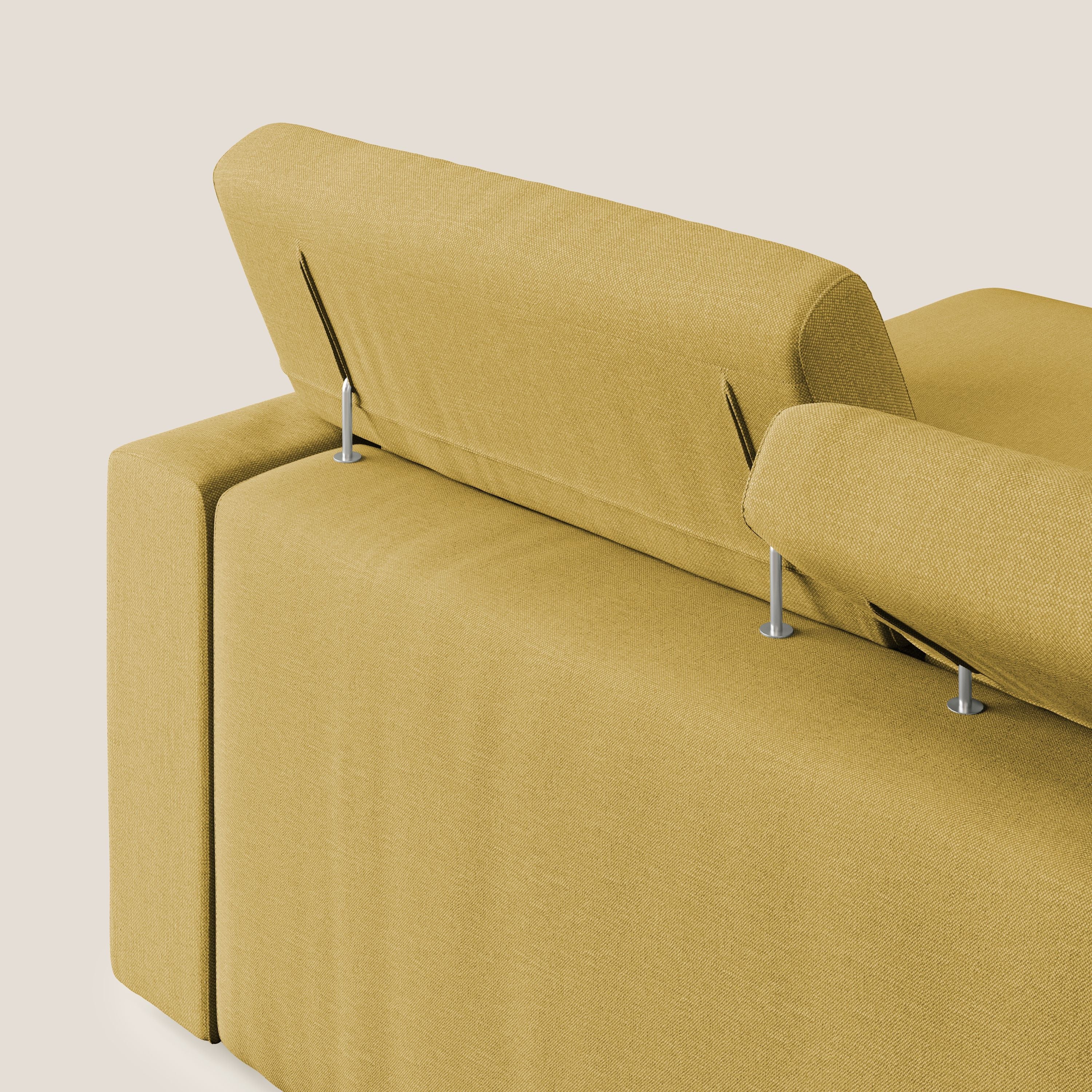 Dylan canapé d'angle avec méridienne et pouf extractible en tissu imperméable T13 jaune - Image 8