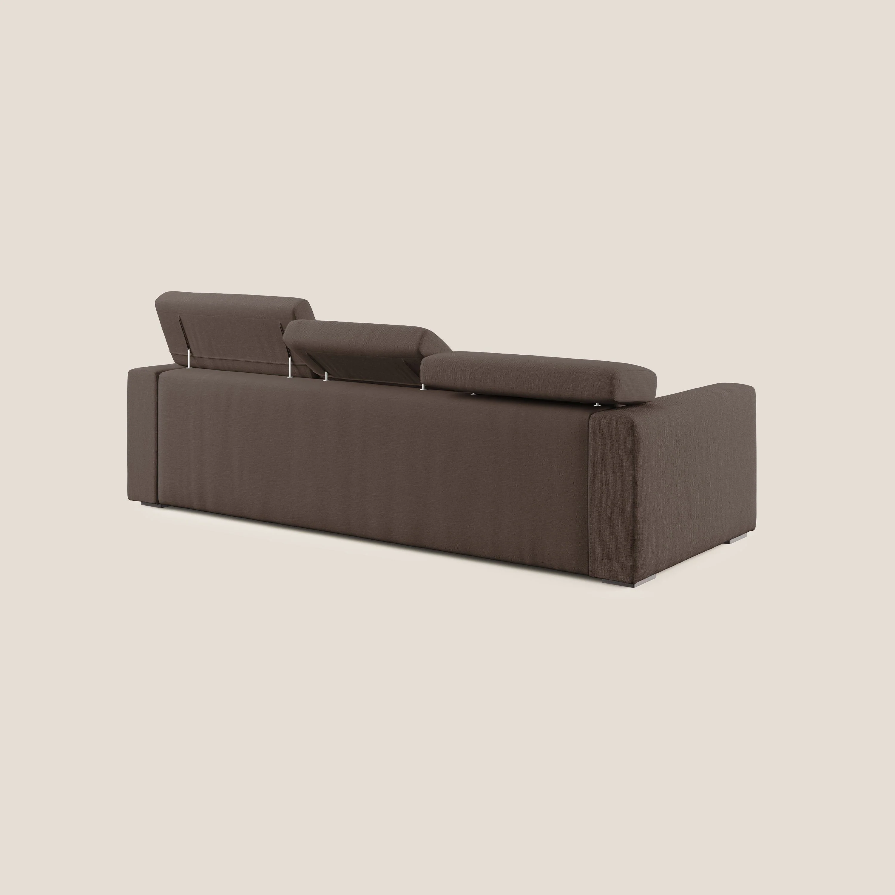 Dylan canapé d'angle avec méridienne et pouf extractible en tissu imperméable T13 marron - Image 5