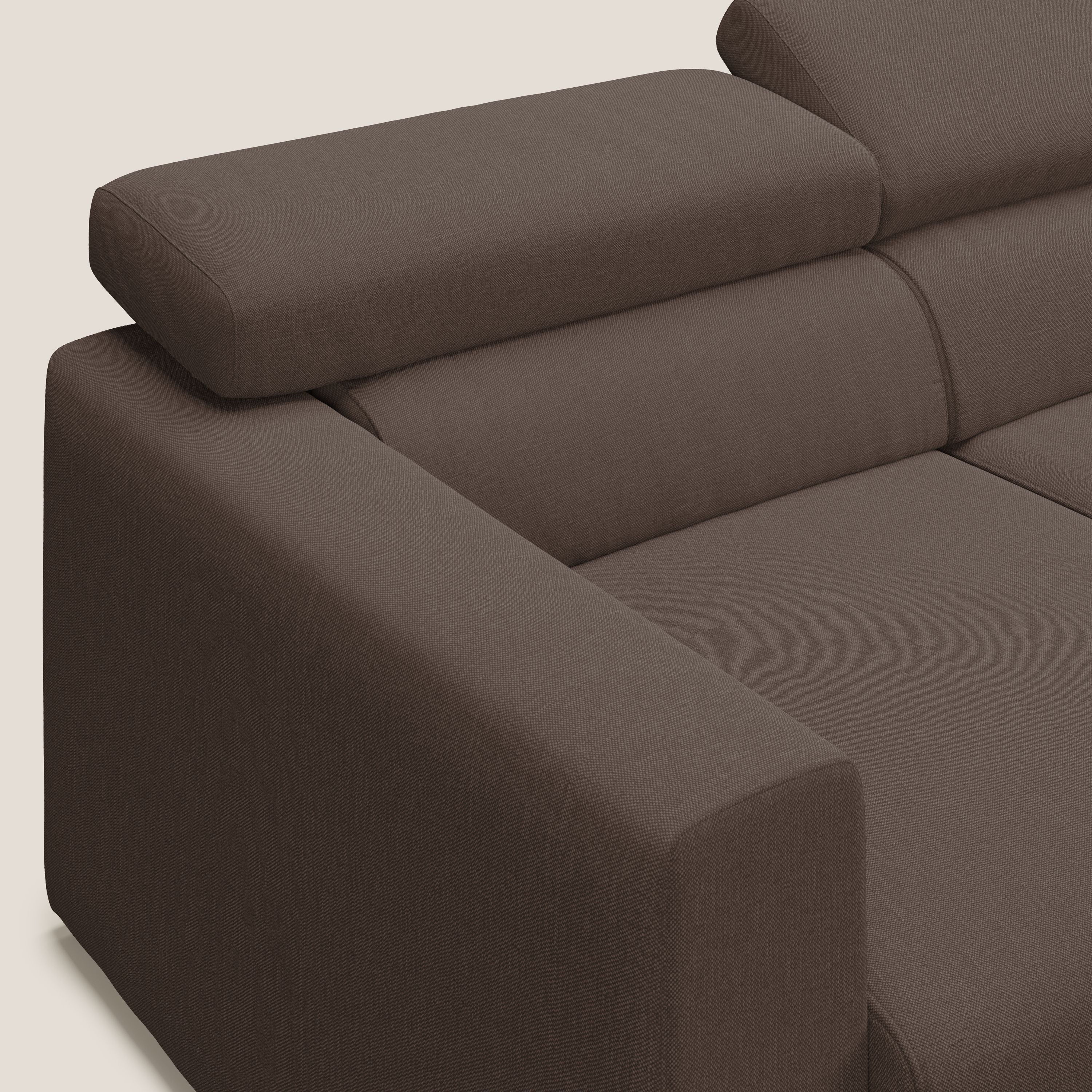 Dylan canapé d'angle avec méridienne et pouf extractible en tissu imperméable T13 marron - Image 7
